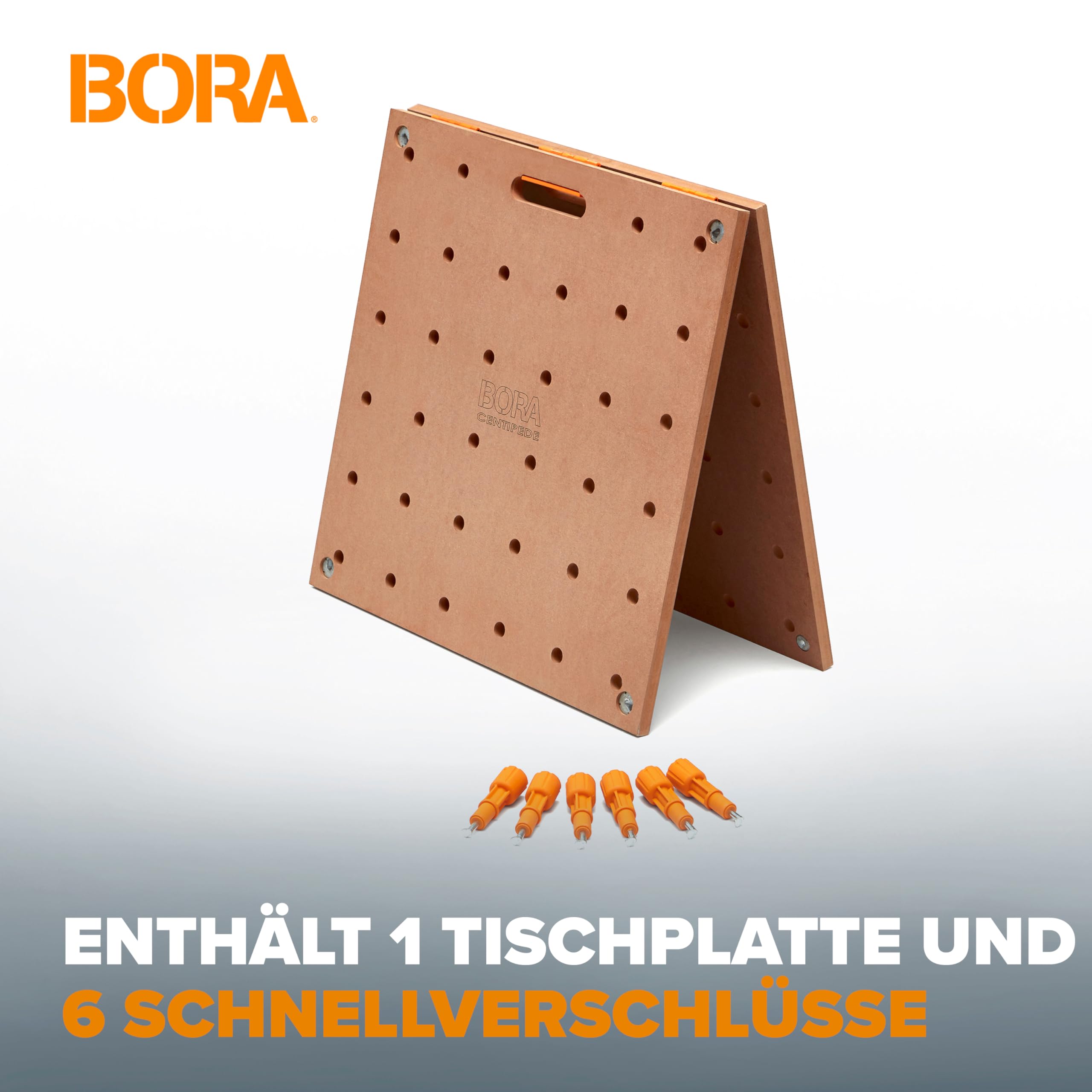Bora Centipede CK22TM Werkbank-Lochplatte 61x122 cm – bis 907 kg – 20mm Hundelöcher, klappbar, 6 Schnellverschlüsse