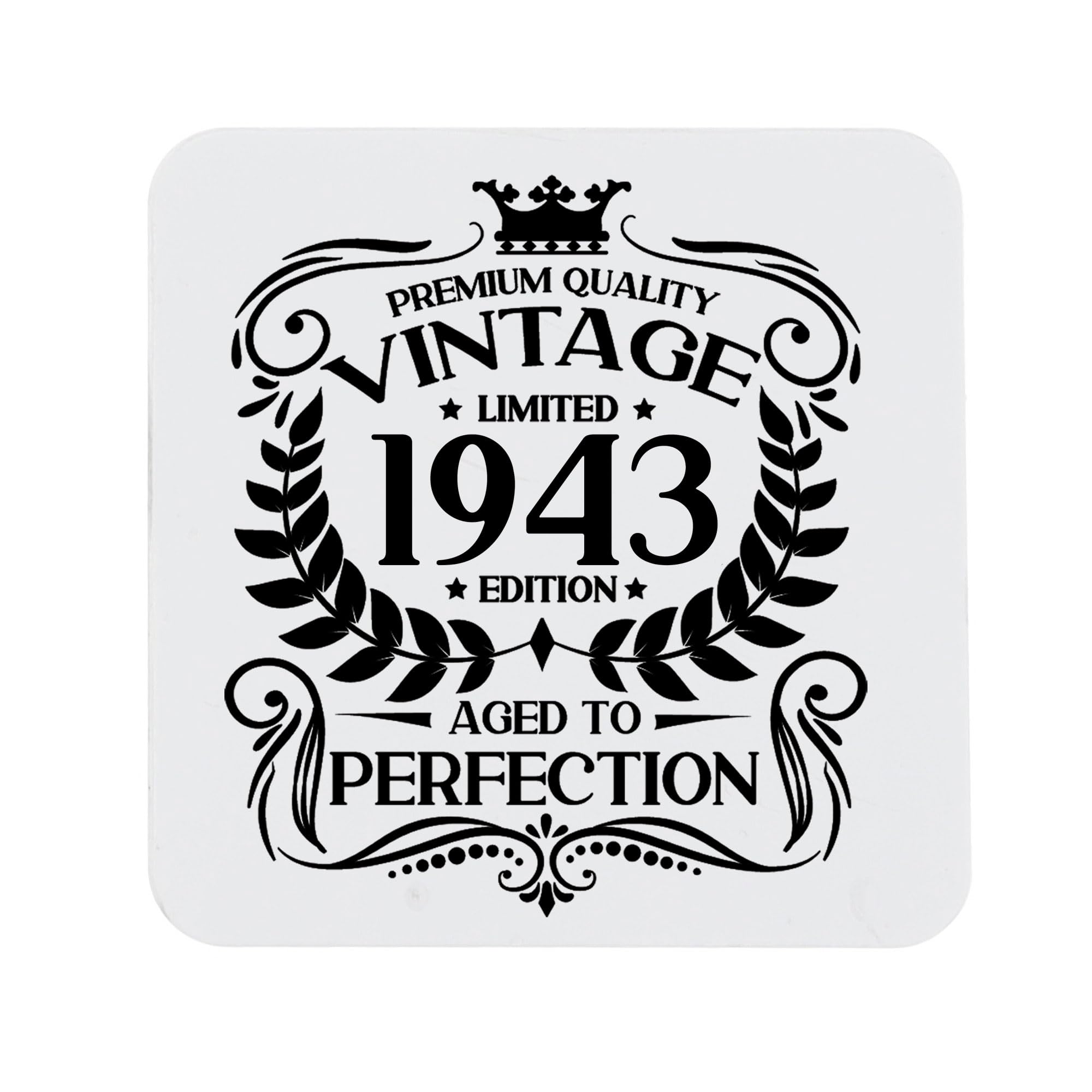 83rd Birthday Gift for Men Vintage 1943 Aged to Perfection Printed Coaster Present for 83 Year Old Etched Printed Placemat (Printed Coaster) โ image 1