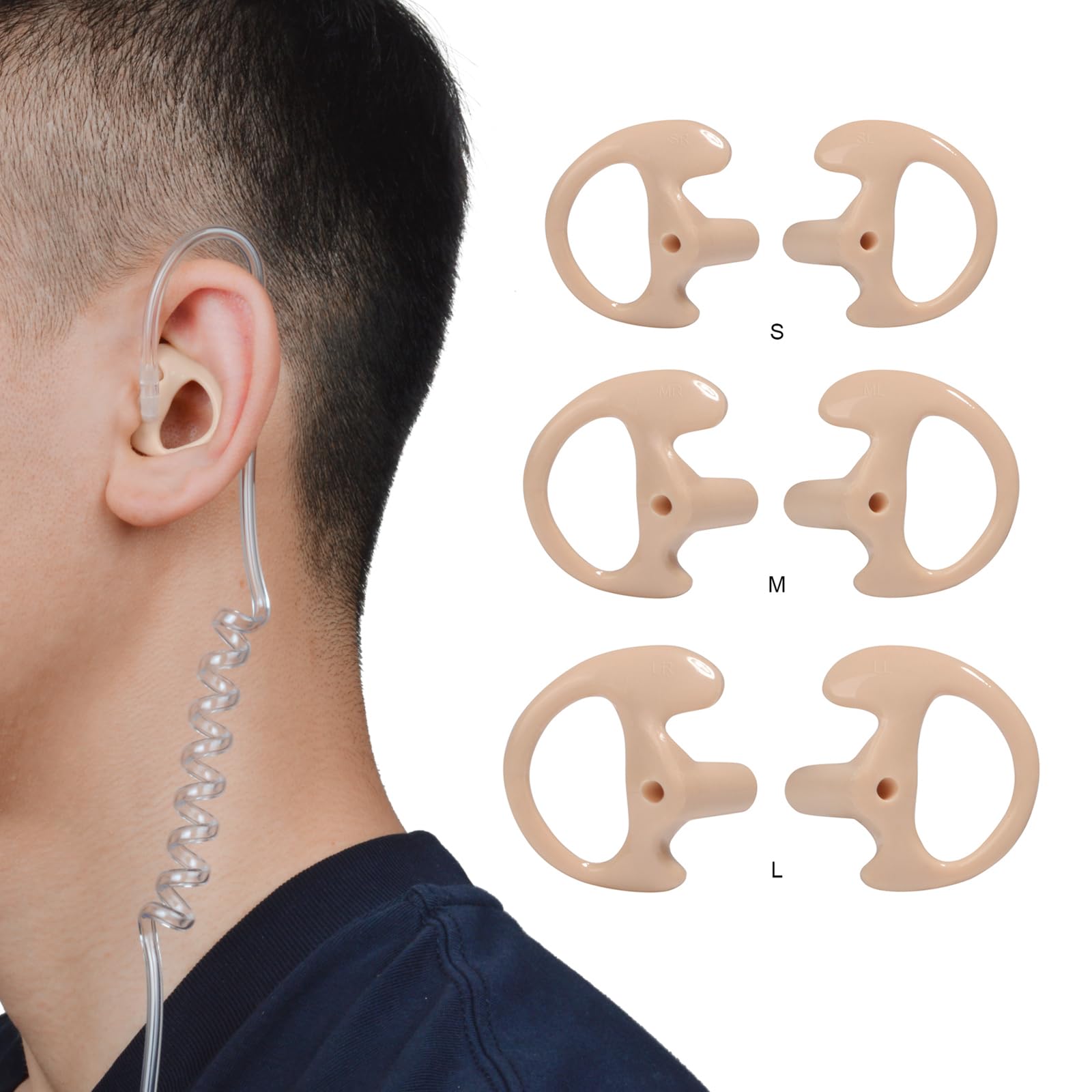UAYESOK Replacement Earmold Soft Silicone Ear Buds Eartips for Motorola Kenwood Two Way Radio Air Acoustic Coil Tube Walkie Talkie Covert Earpiece Headset (SML*2 - Image 2