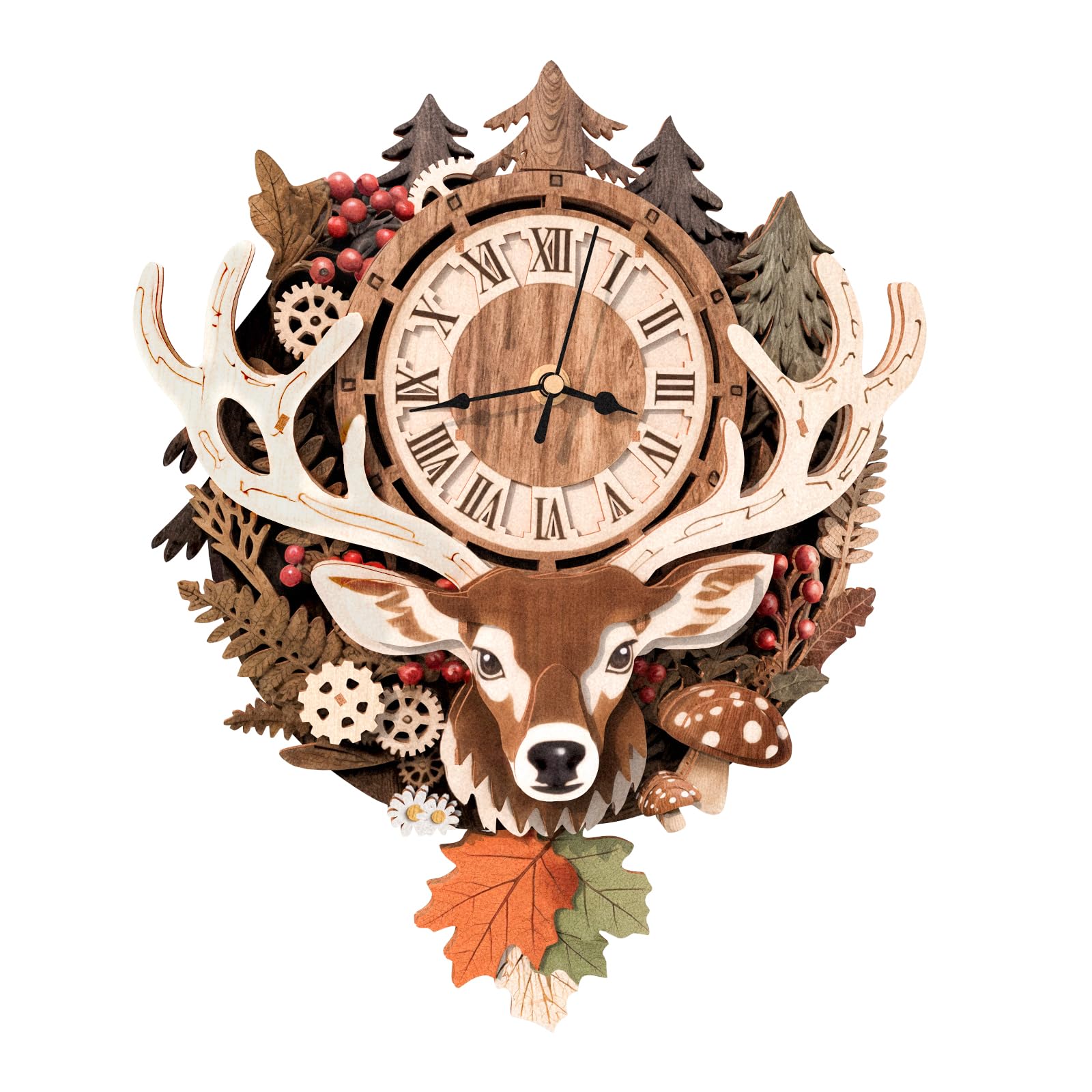 3D Wooden Reindeer Clock Puzzle - Build & Decorate -1