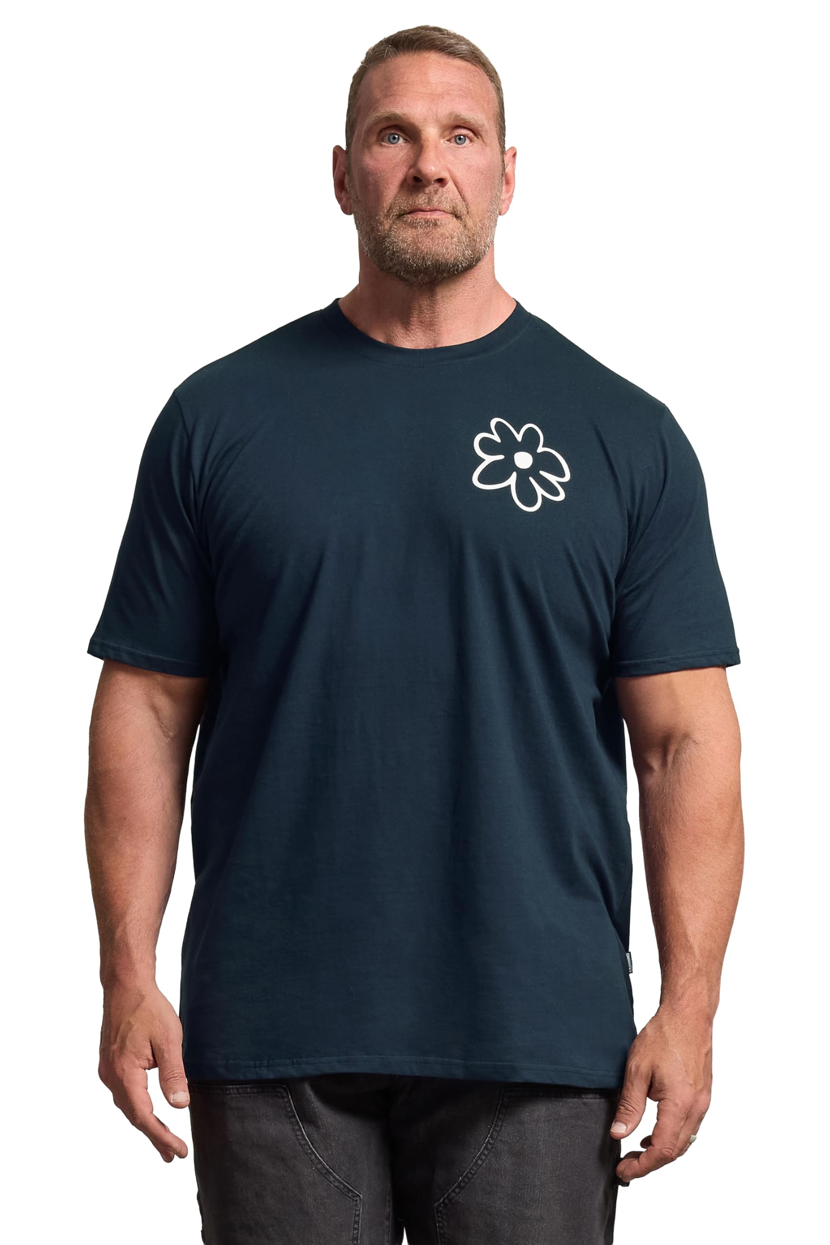 BadRhino Big & Tall Blue Extra Long Flower Graphic T-Shirt - Men's - Plus Size Curve