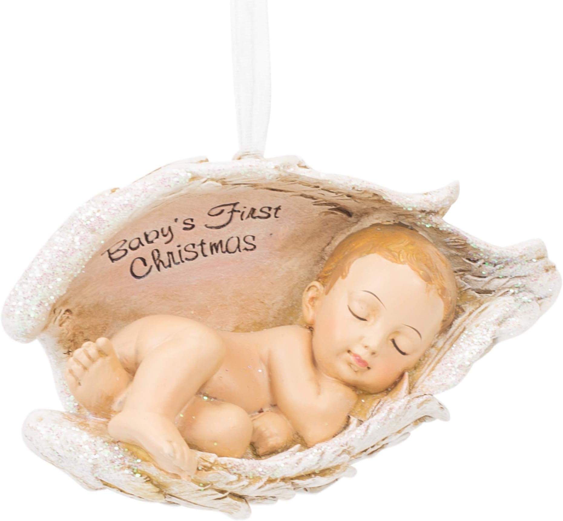 by Roman Baby's First Christmas Hanging Ornament with a Baby Cradled in Angel Wings 3.5-Inch