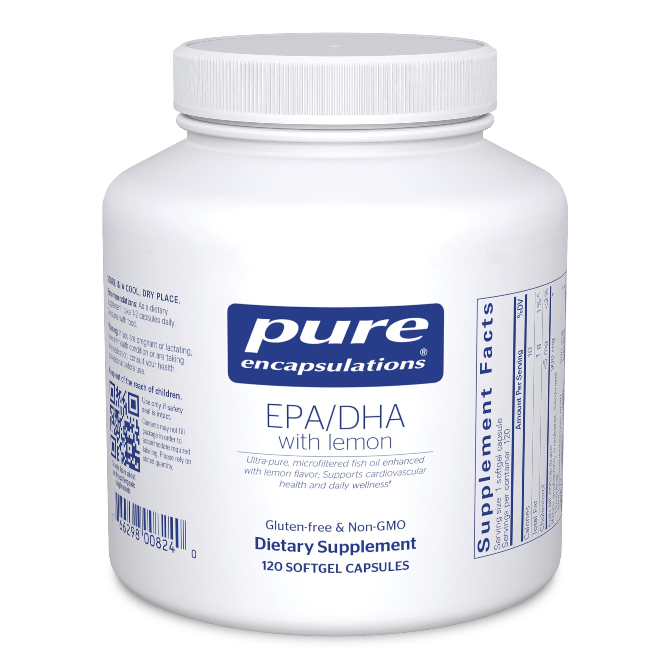 Pure Encapsulations EPA/DHA with Lemon, 120 Softgel Capsules