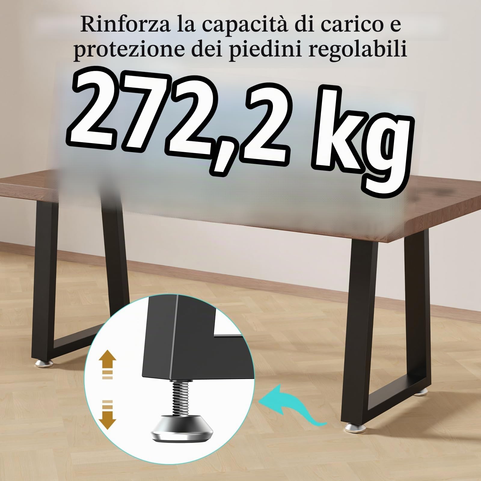 Gambe per Mobili a Forma di T in Metallo,40x30x7cm,2 Pezzi,Nero | Piedi per Tavolo con Fori Preforati,Gambe per Scrivania con Cuscinetto Regolabile,Antiscivolante Silenziosa Gamba da Sgabello