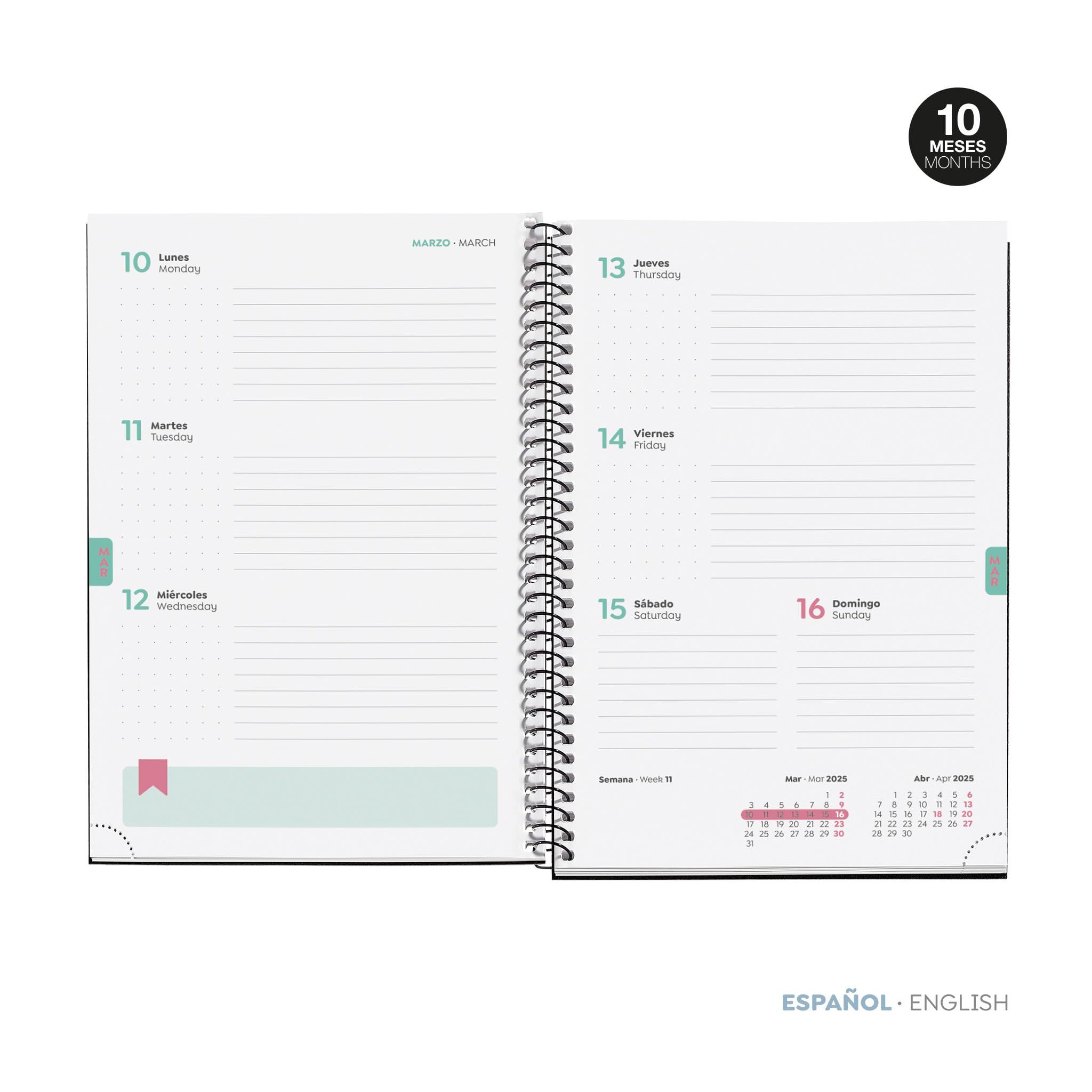 Miquelrius, School Diary 2024-2025, September 2024 to June 2025, Size 154 x 215 mm, Week View, Lined Cardboard Cover - Image 2