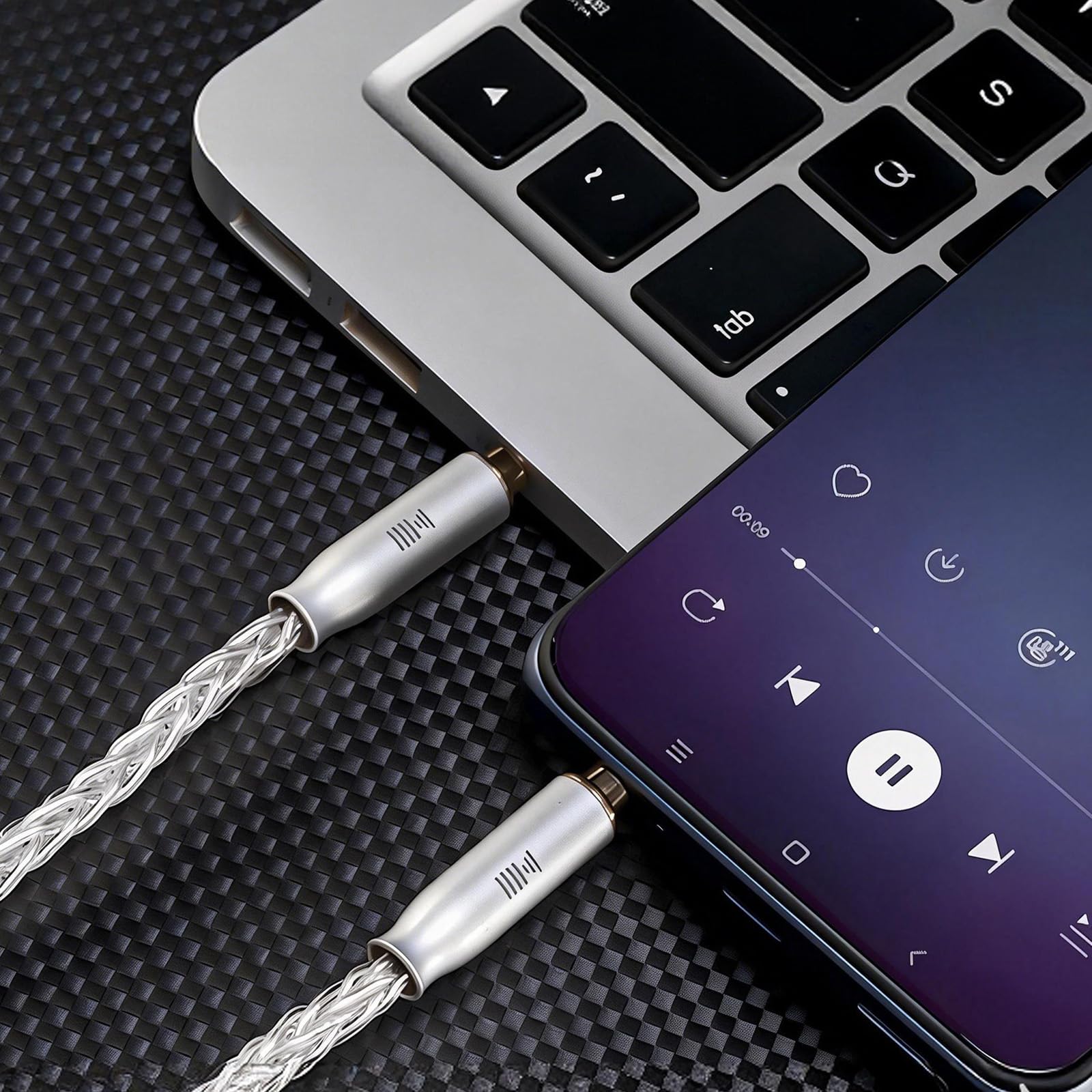 Cable de audio de alta gama de 3,5 mm, cable auxiliar 4N de 8 hebras de plata pura (99,99%), cable estéreo con trenzado y enchufe chapado en oro de 24 quilates para audiófilos, auriculares