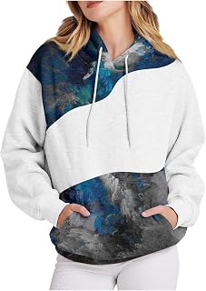 KEXIMIXUE Waterproof Jacket Womens Oversized Sweatshrit Festival Long Sleeves Clubwear Elasti Cute Baggy Printing Drawstring Hooded Sweatshrit
