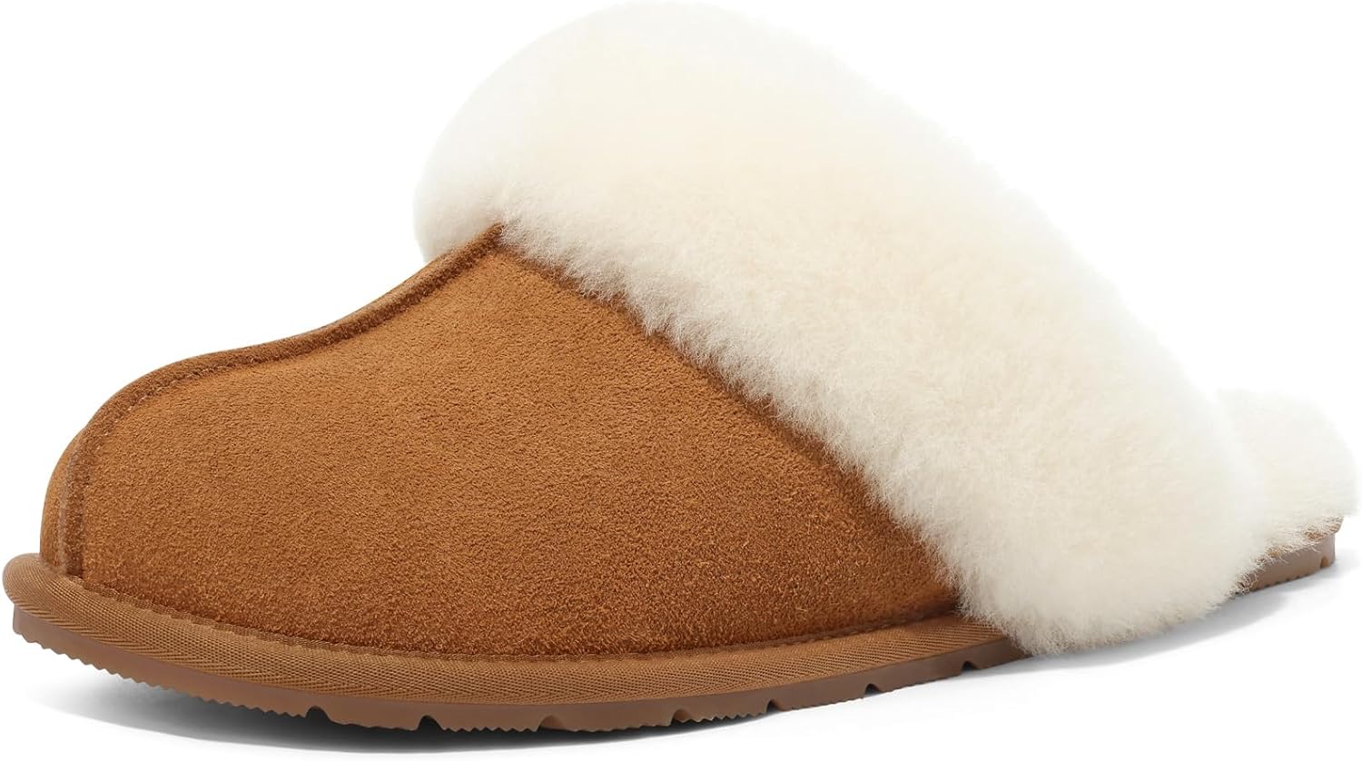 KIDMI 100% Genuine Leather Slippers for Women Fuzzy Winter Scuff House Shoes Cozy Warm Slip on Bedroom Slippers Indoor Outdoor - Image 6