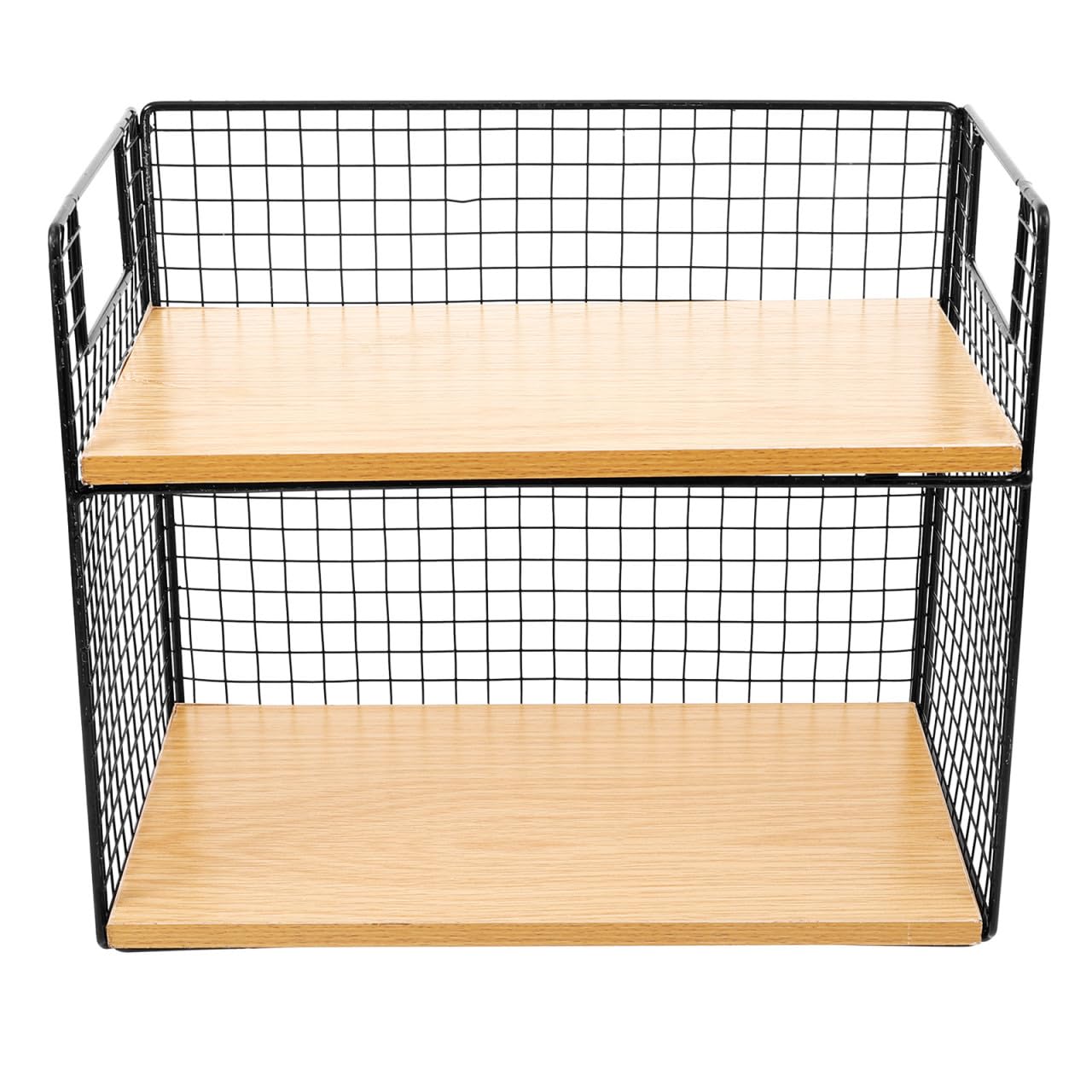 jojofuny Küchenregal Metall und Holz 2 lagiges Stehendes Ablageregal für Arbeitsplatte Tassenablage und Gewürzregal Stilvolle Organisierte Aufbewahrung für Küche und Schreibtisch