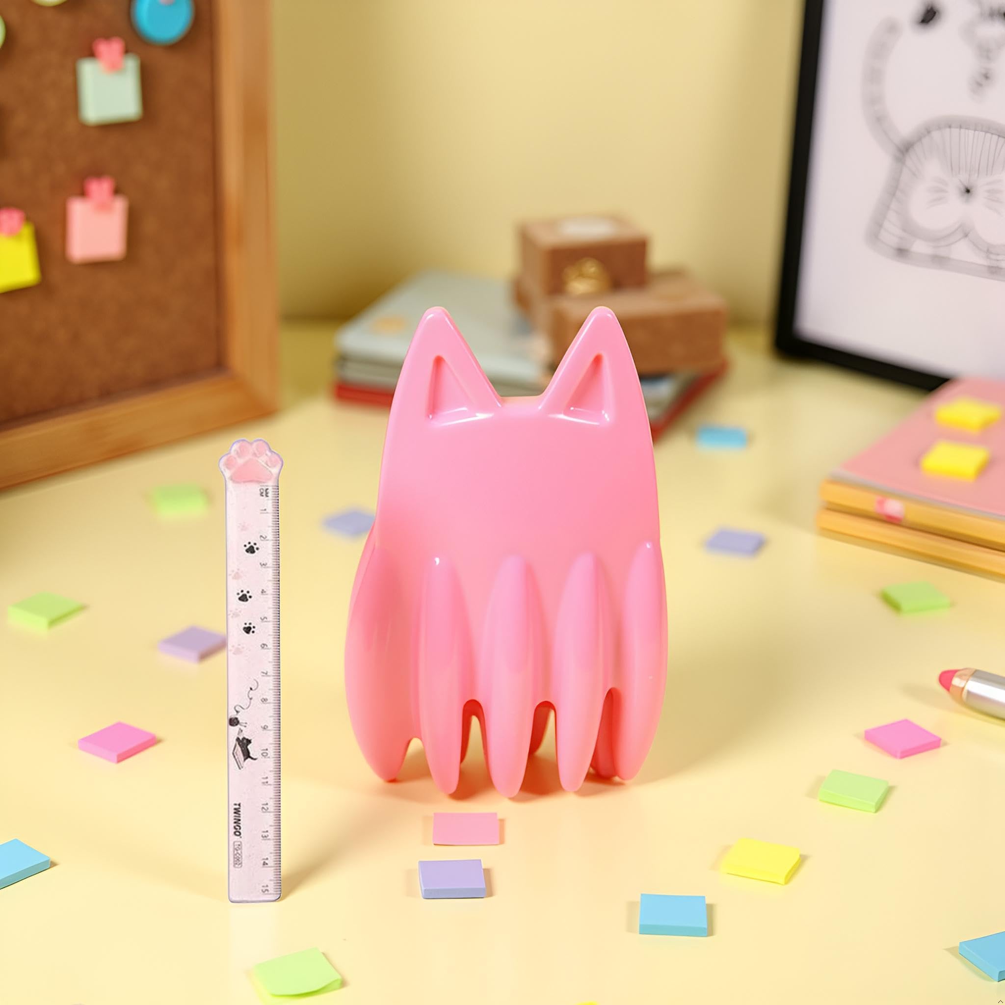 Claw Ruler Glass Display Case 15cm Pink Cat Claw Ruler - Kawaii Transparent ...