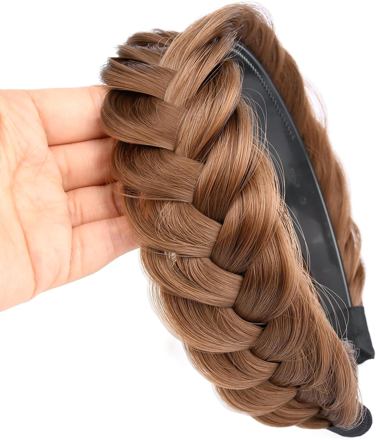 Hair Messy Braided Headband With Teeth Synthetic Hair Plaited Headband High Elasticity Braided Hair Band 1.8 Inch Hairpiece for Girls Women Beauty Accessory (BLONDE)