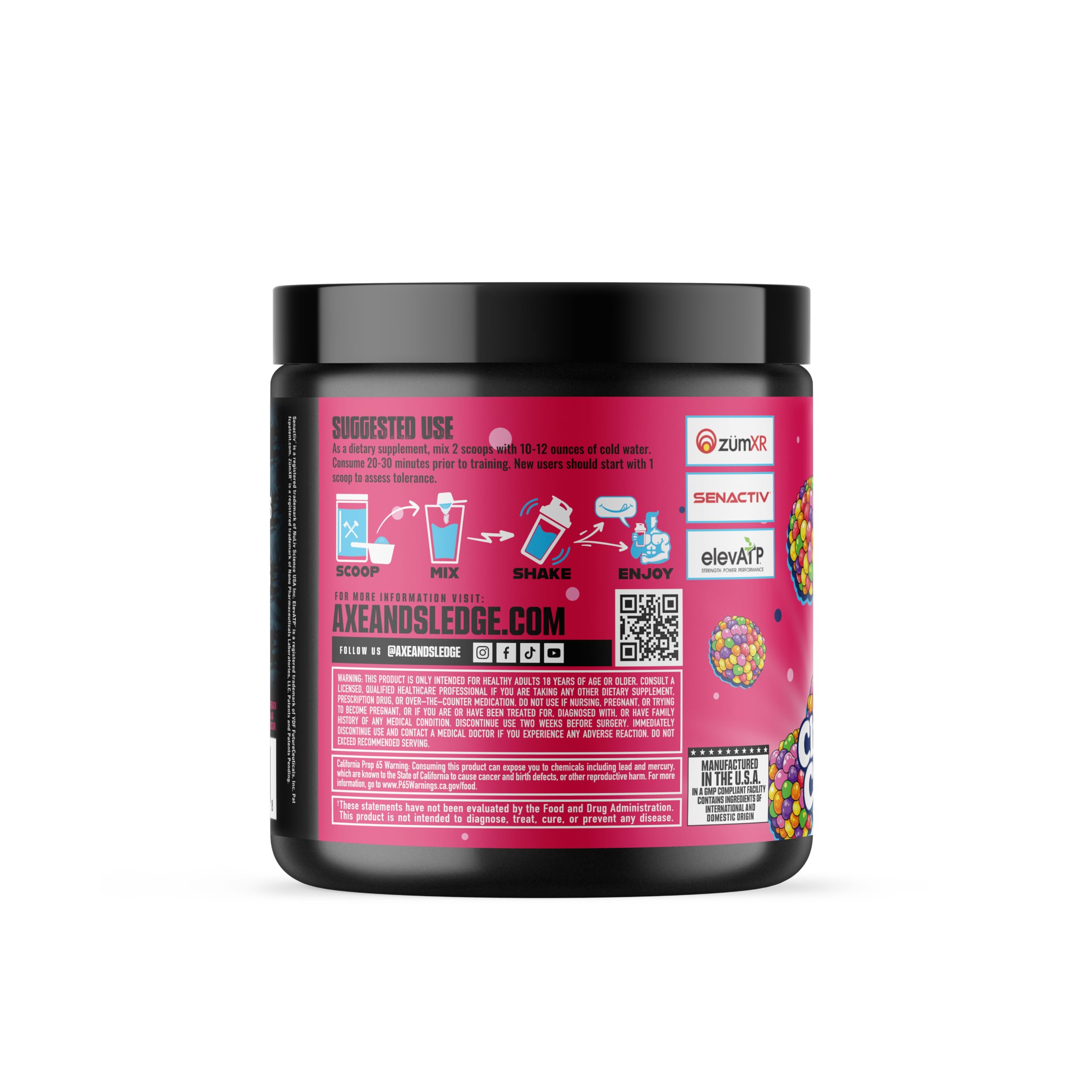 Axe & Sledge Intake All-in-One Pre-Workout Caffeine | L-Citrulline, Beta Alanine, Betaine for Performance & Focus | Pre-Workout for Men & Women (Cluster Candies) — Amazon image 3