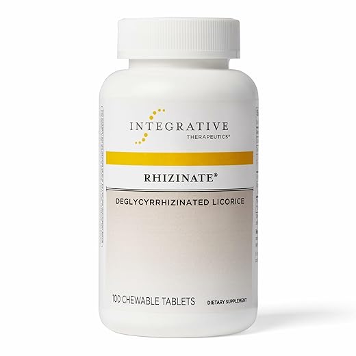 Integrative Therapeutics Rhizinate - Deglycyrrhizinated Licorice (DGL) - for Stomach, Intestinal & Digestive Support with Licorice Root - Gluten Free - Dairy Free - Vegan - 100 Chewable Tablets