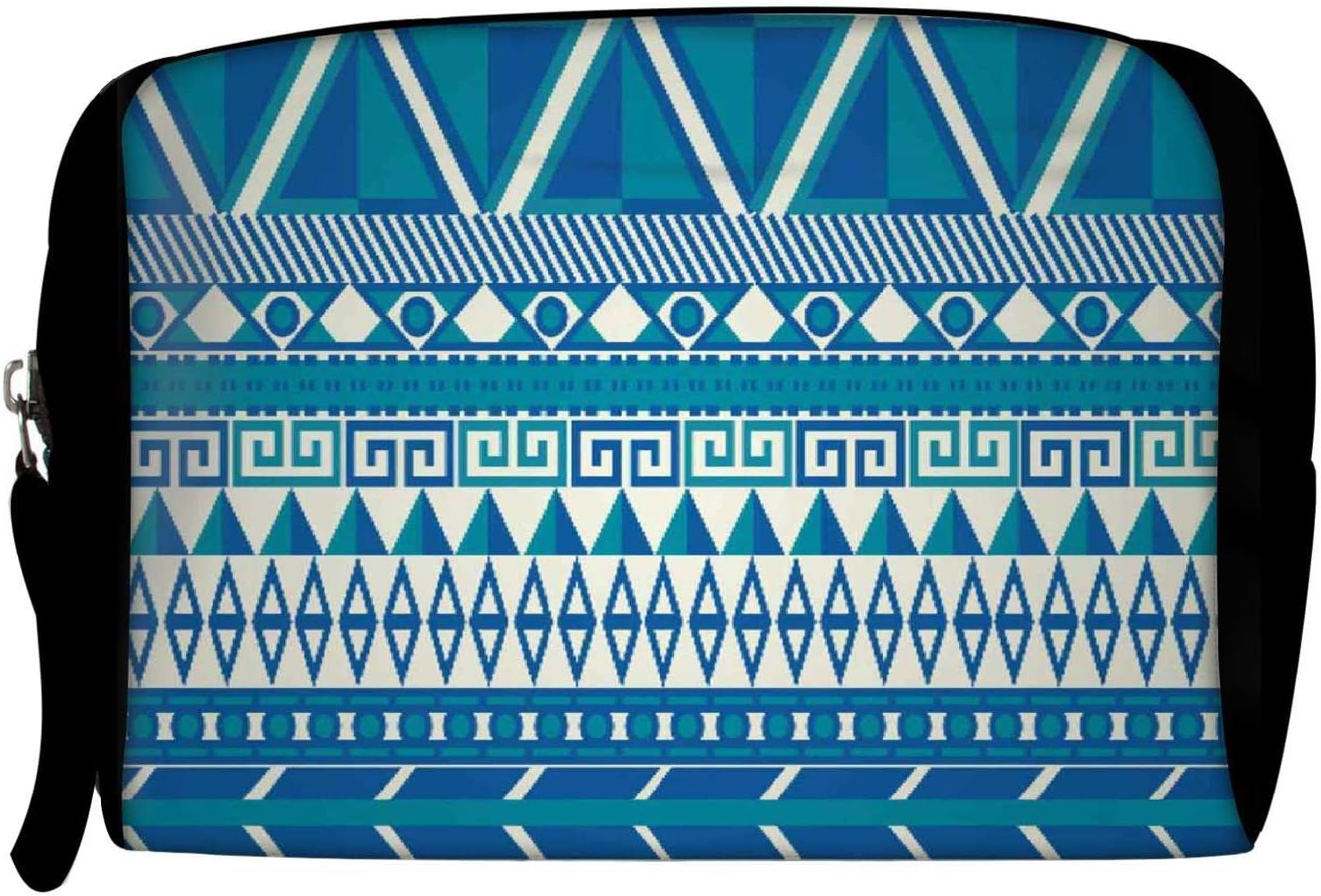 Snoogg Aztec Pattern Triangular Makeup Bag Travel Cosmetic Bag Brush Pouch Toiletry Bag Jewelry Electronics Accessories Organizer Portable Carry Make Up Case for Women Girls