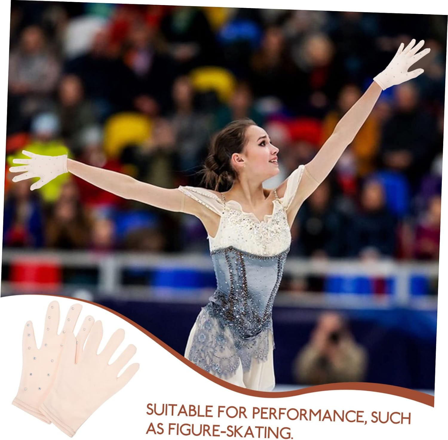 KOMBIUDA Sequin Stage Gloves Figure-skating Party Gloves Girl's for Cold Weather
