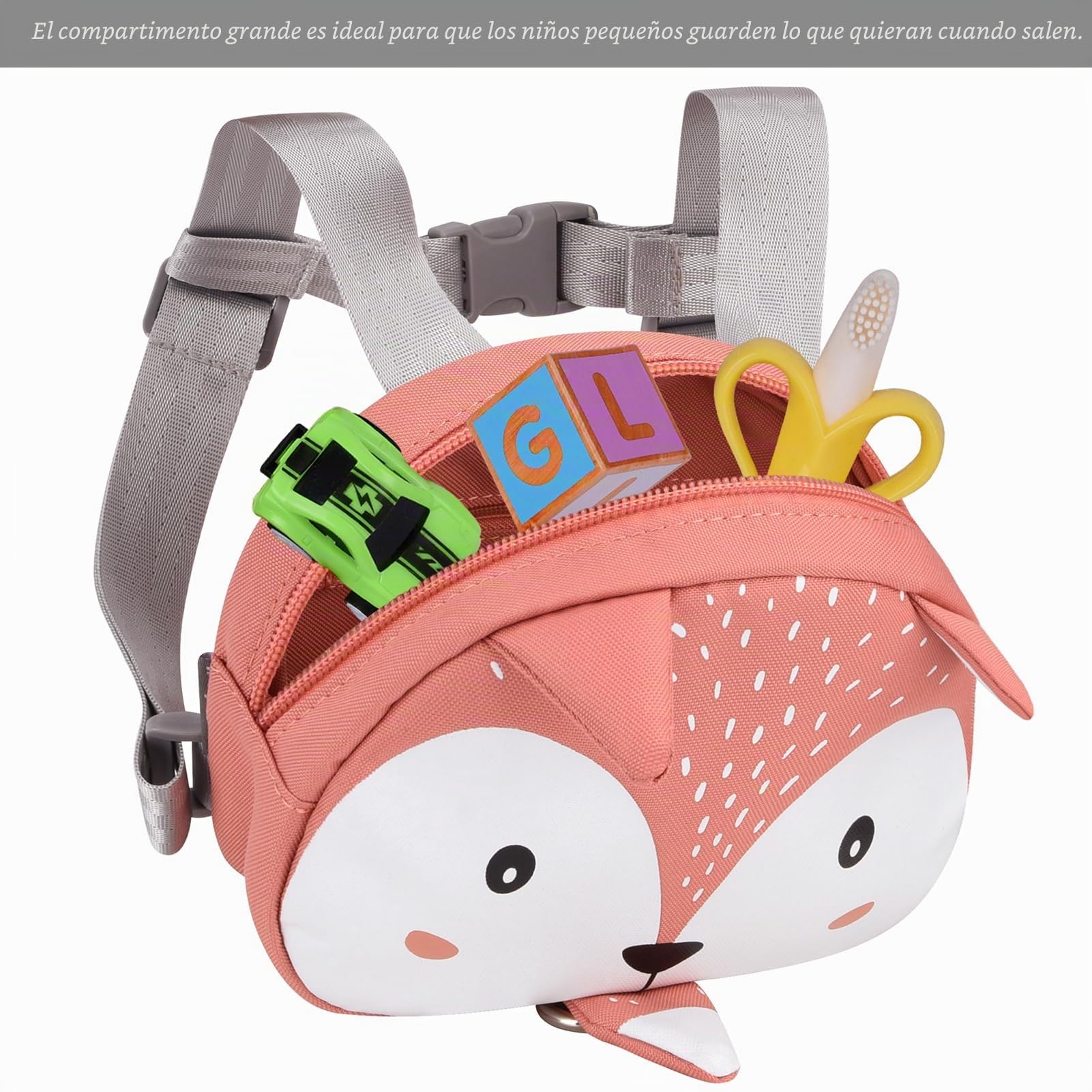 Bebamour Animal Mochila para niños pequeños con riendas de seguridad Mini bolsa con correa de seguridad para niños Mochila portátil Mochila con arnés de seguridad para niños y niñas,Orange Squirrel