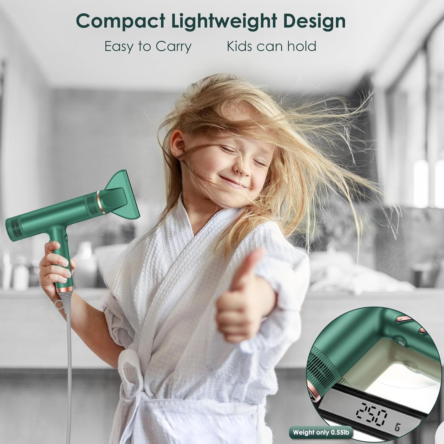 Hair Dryer with Diffuser, Professional Brushless Motor Blow Dryer, 3 Heating/3 Speed/Cold Botton for Fast-Drying, Portable Dryer Gifts for Women/Men - Image 5