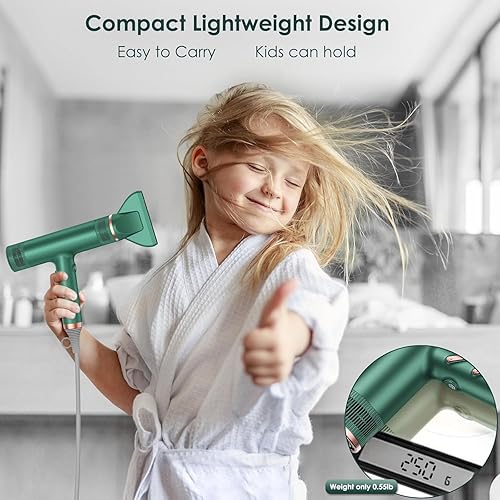 Miniatura 5 de Secador de pelo con difusor, secadora profesional sin escobillas, 3 calentamiento3 velocidadesbotellas frías para secado rápido, secadora portátil,