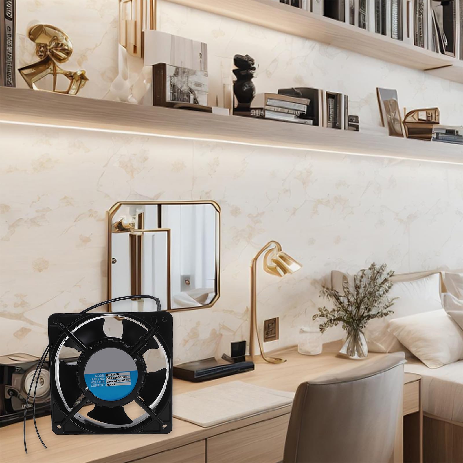 RemixAst | Ventilador para estufa de leña axial silencioso de alta temperatura | 120×120×38 mm Ventilador axial de cartucho de circulación de aire de aspas metálicas 220 V | Para chimenea insertada en