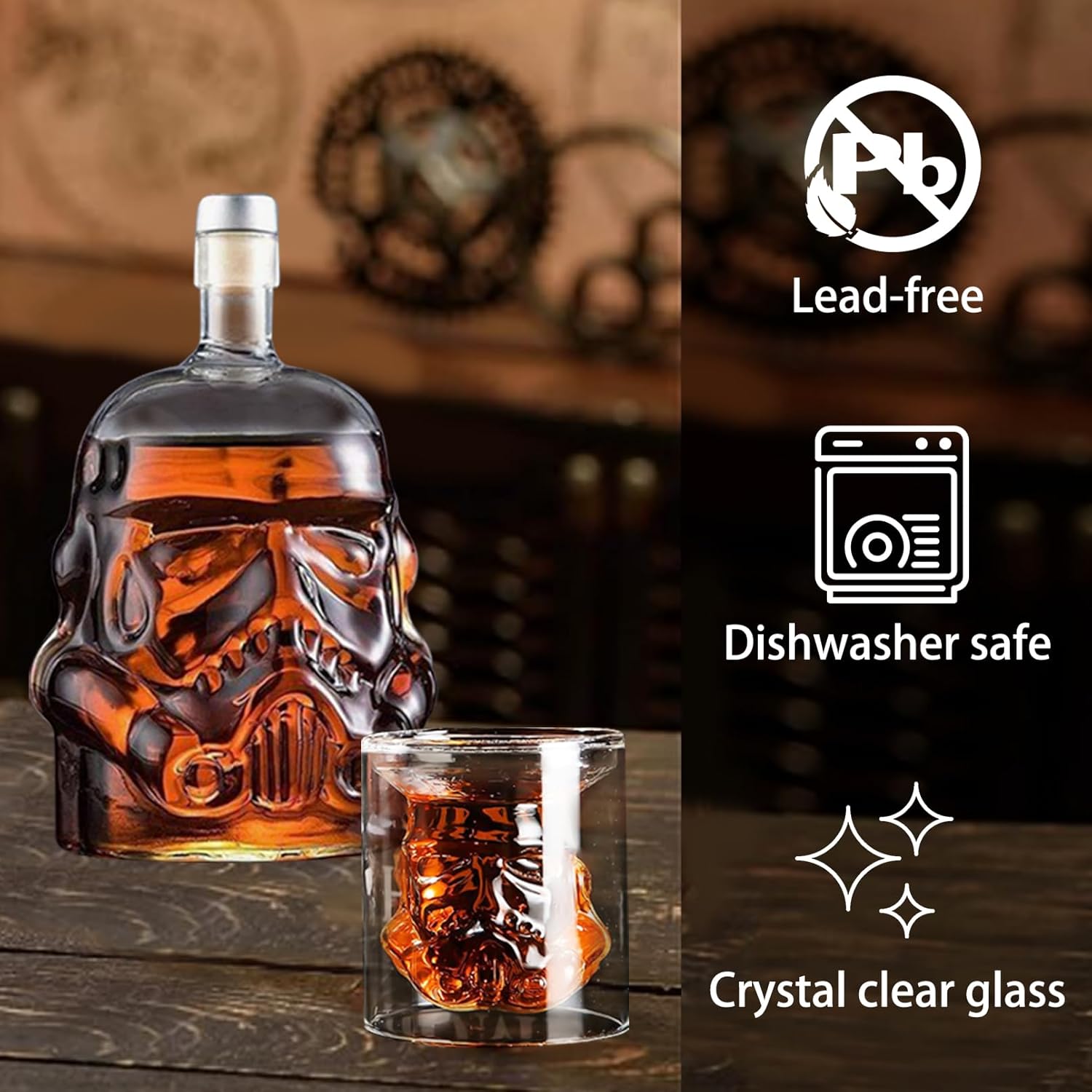 750ml Transparent Creative Whisky Decanter Set with 4 Pcs Wine Glasses