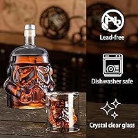 Vista 3 de Tfwadmx Decantador de whisky creativo transparente de 25.4 fl oz, jarra de whisky para vino escocés, vodka alcohol licor Stormtrooper botella