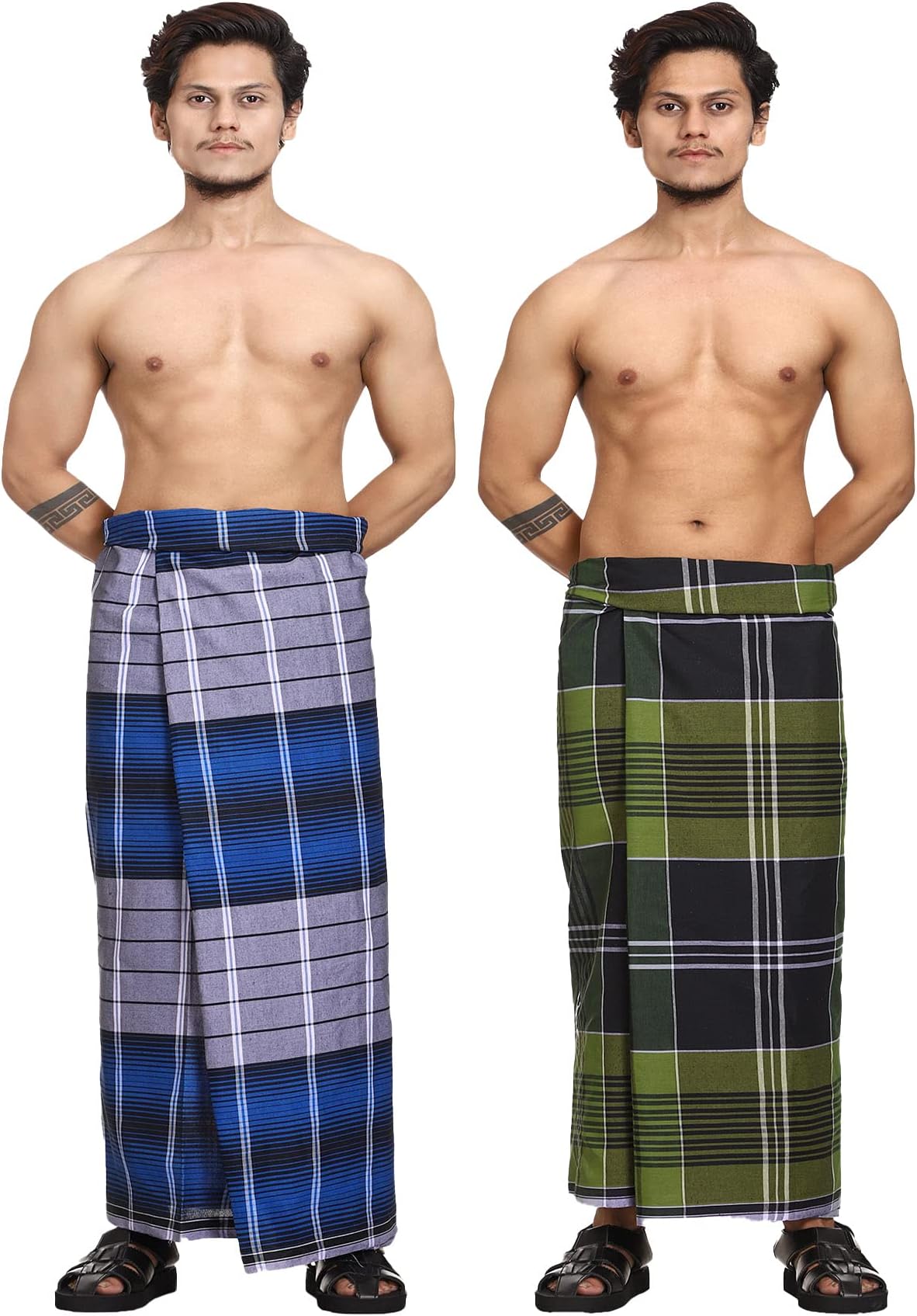 Cotton Stitched Lungi Pack Of 2 (Ready To Wear) 2.25Meter