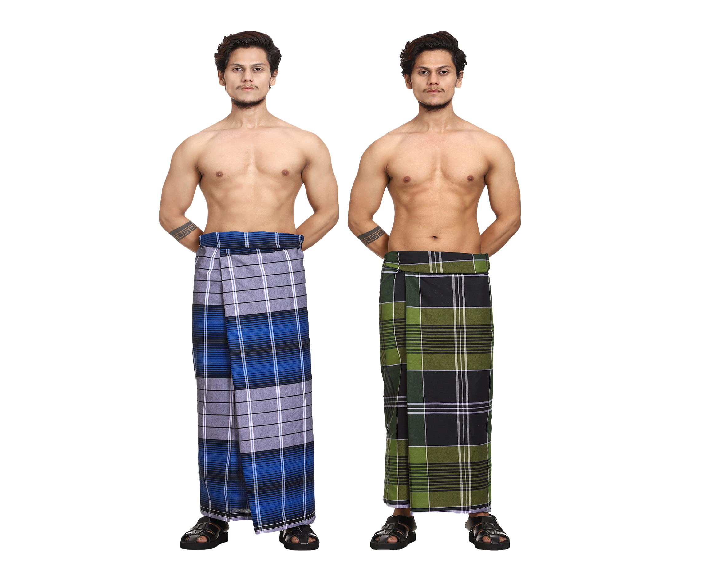 Gowri TexCotton Stitched Lungi Pack Of 2 (Ready To Wear) 2.25Meter