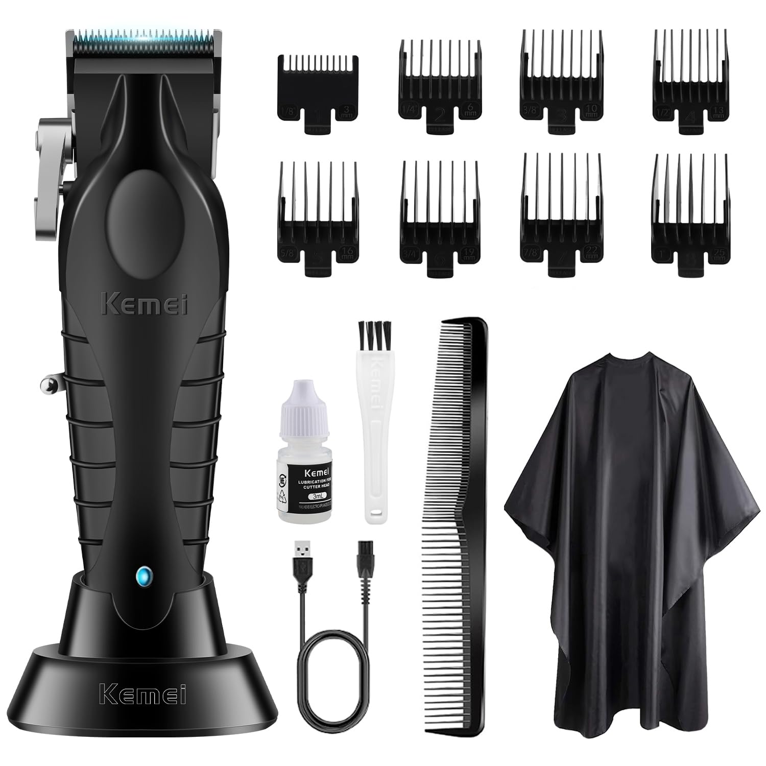 KEMEI Haarschneidemaschine für Herren, professionelle, schnurlose, elektrische Friseurschneidemaschine, wiederaufladbare Präzisions-Haarschneidemaschine