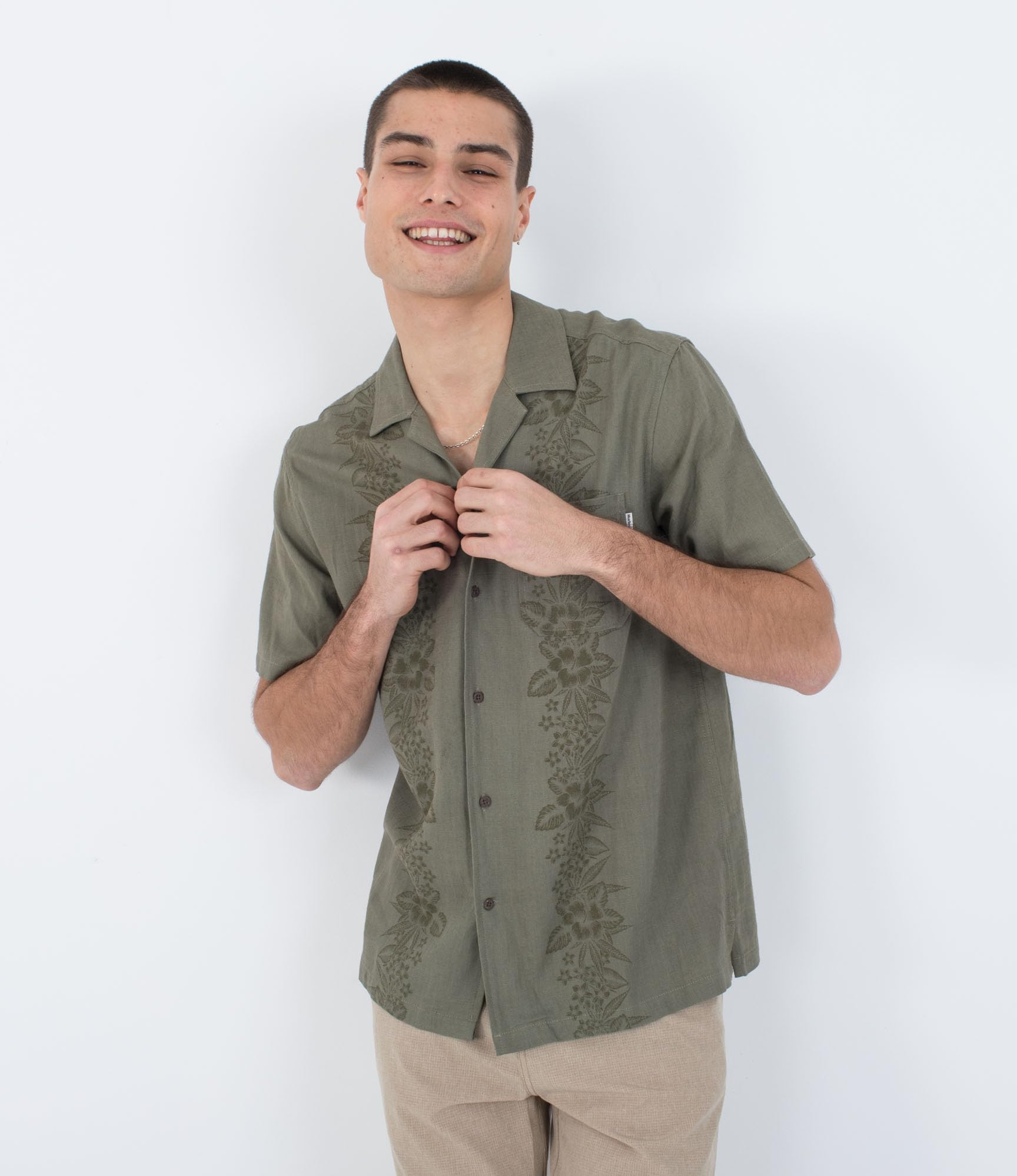 Hurley Short Sleeve Shirt Men - Linen Rincon Camp