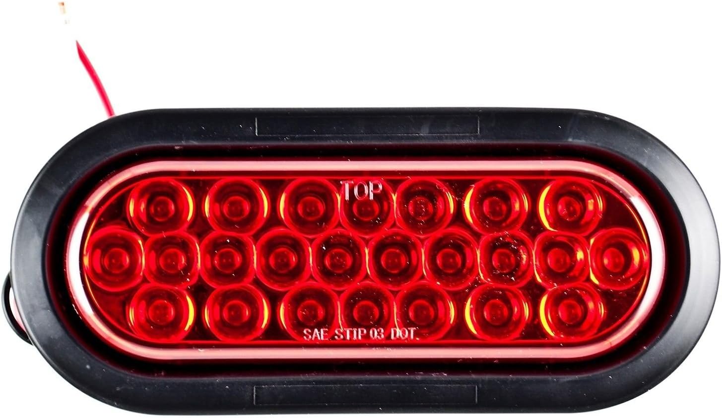 🔥 [ALL STAR TRUCK PARTS] 4 Red + 2 White 6 Oval LED Trailer Tail Light Kit [DOT Certified] [Grommets & Plugs Included] [IP67 Waterproof] Stop Brake Turn Reverse Back Up Trailer Lights for RV Truck Jeep