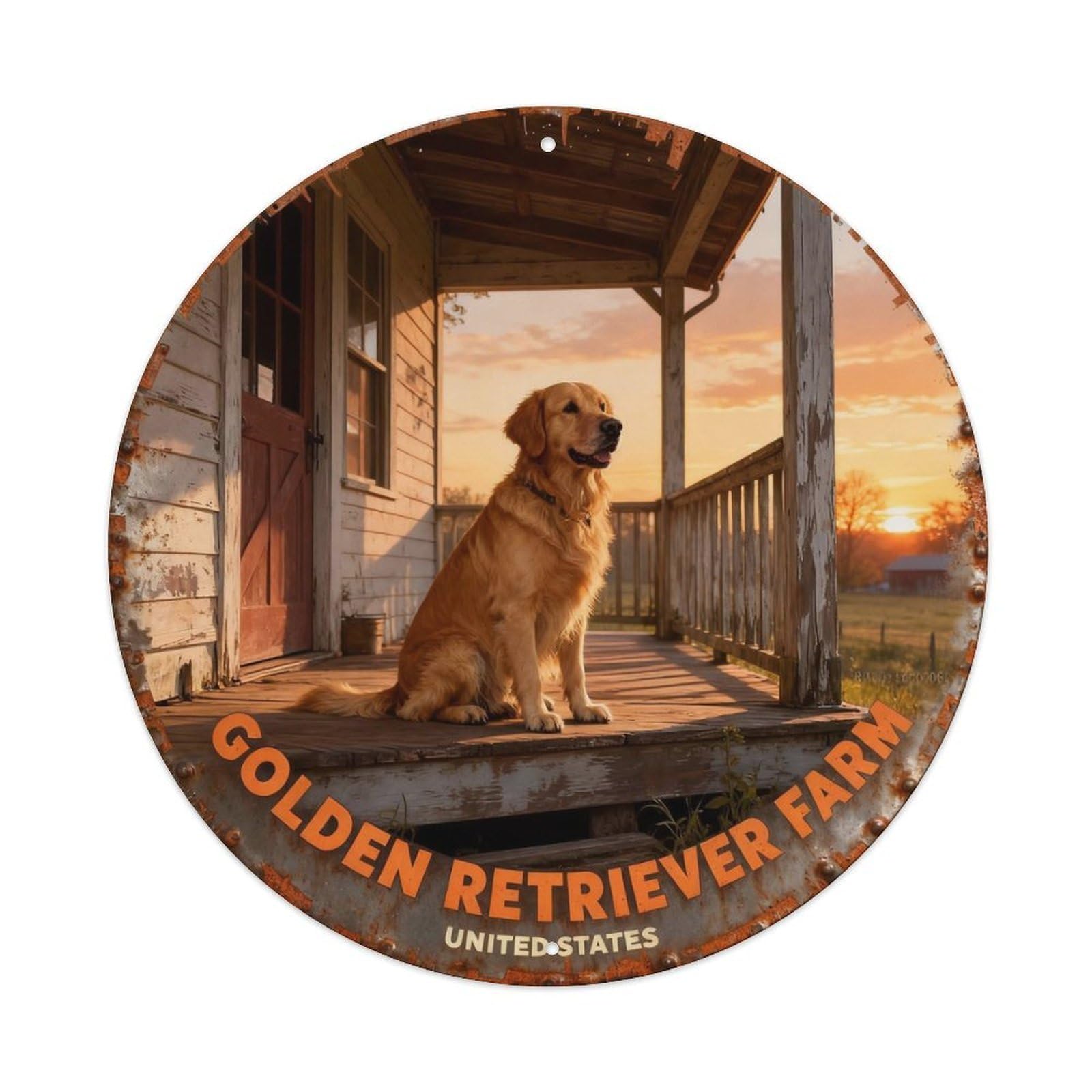 GOLDEN RETRIEVER FARM Metal Tin Sign Plaque
