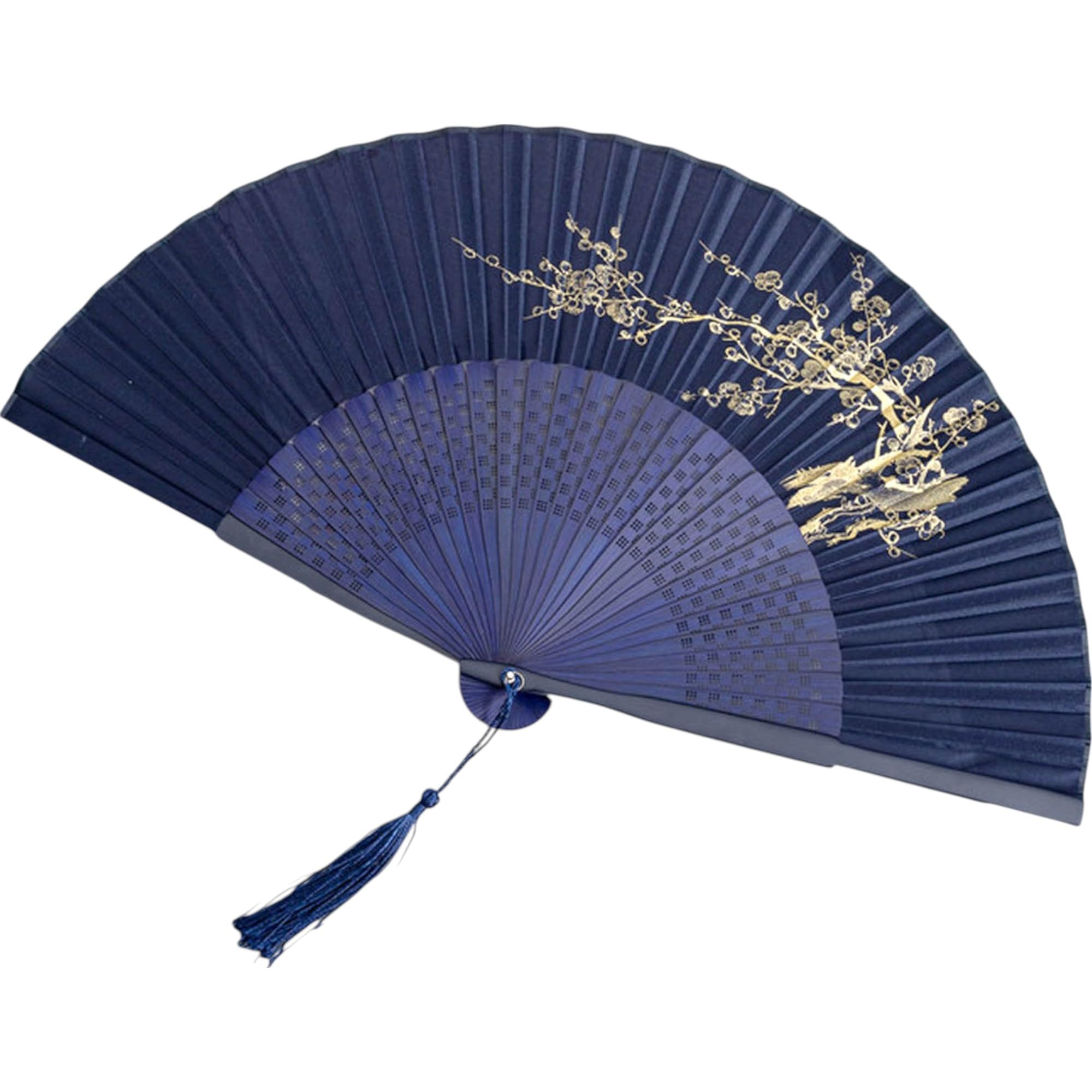 GFM® Bamboo Silk Handheld Folding Japanese Chinese Hand Fan for Summer, Wedding, Party Favour (MR-E) (F10-Japanese-Cherry Blossom) (FAN-F10-21) — image 1