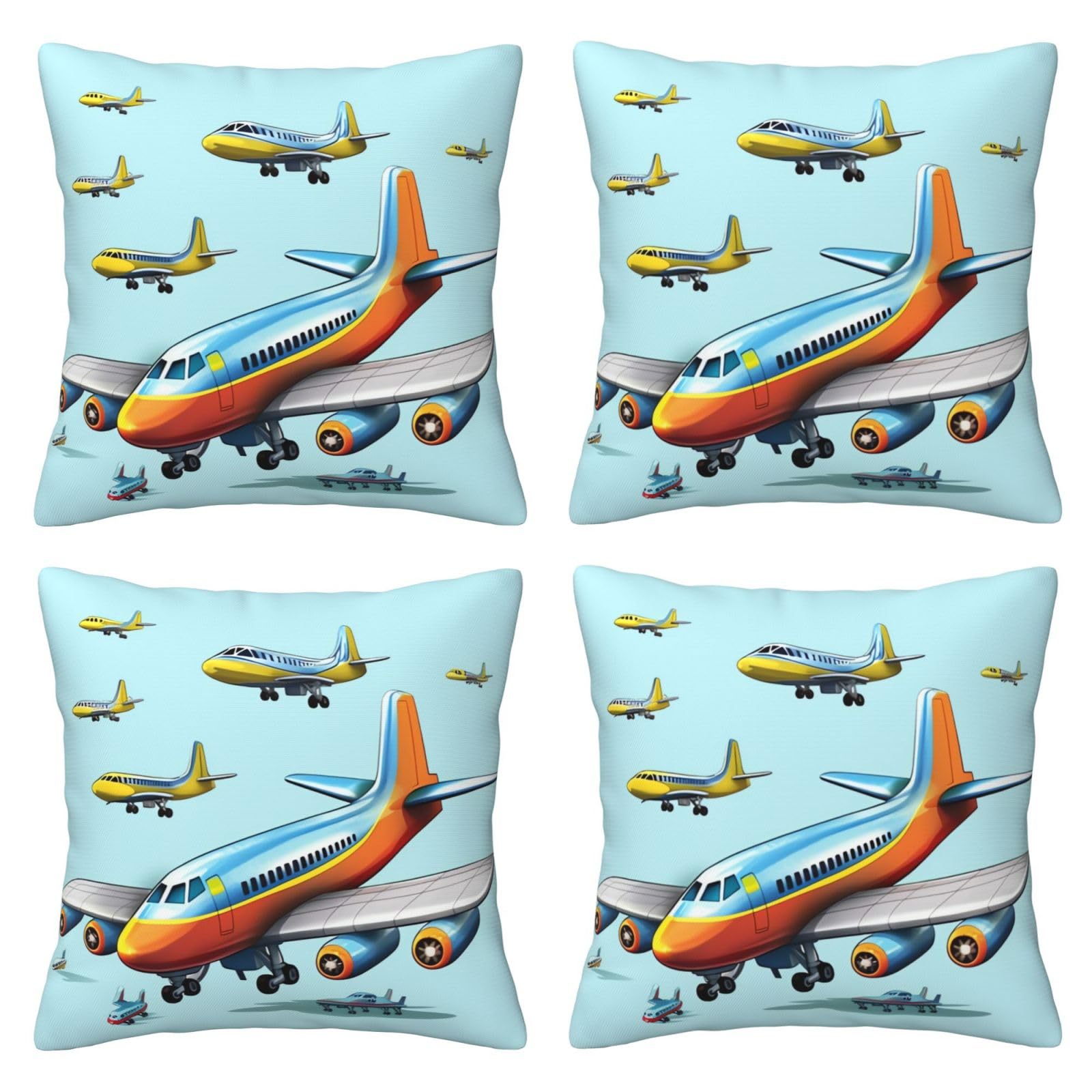 Housse de coussin carrée avion de dessin animé BAFAFA en tissu doux pour canapé 40x40 cm