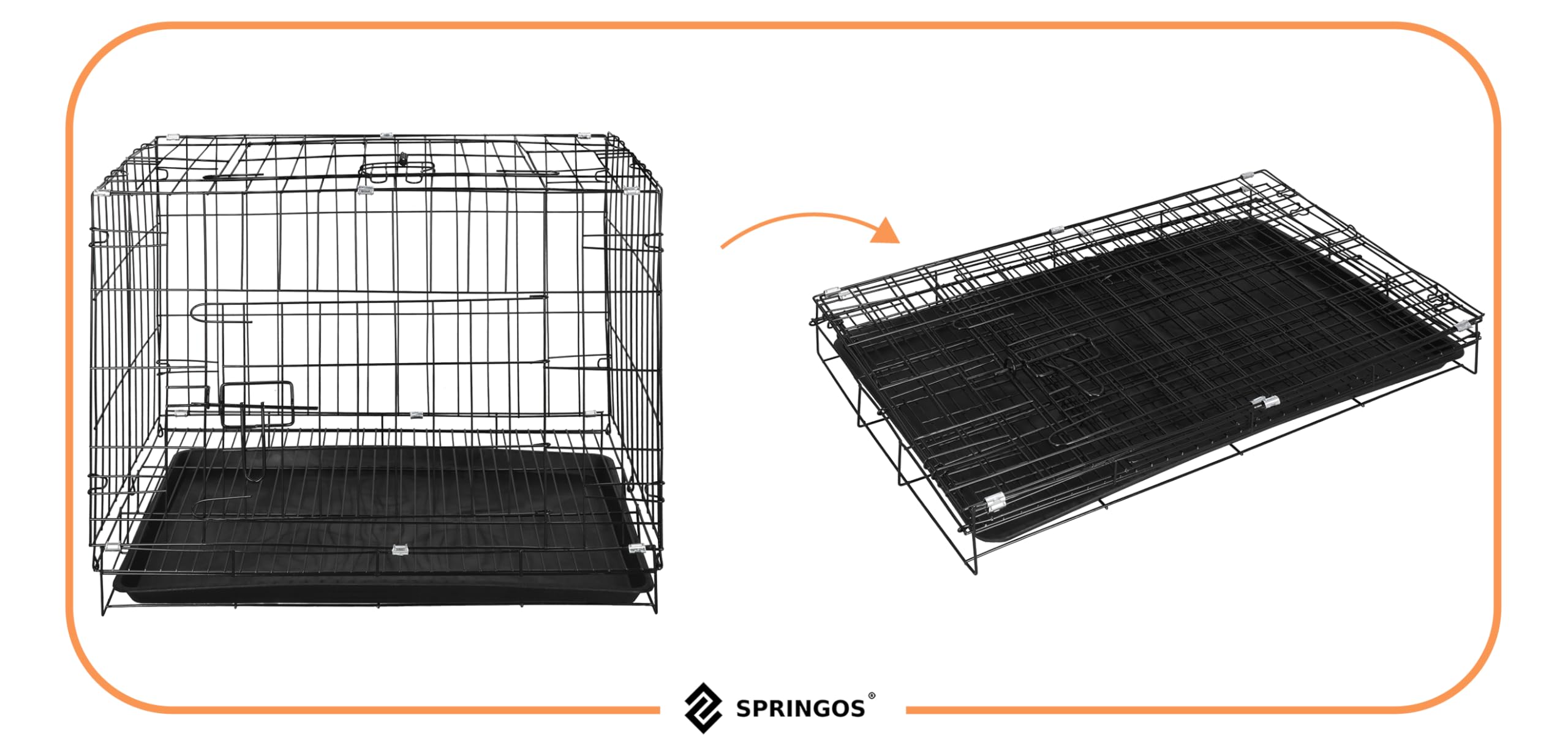 SPRINGOS Gitterkäfig Gitterbox Bodenwanne Zwei Türen 60 x 50 x 42 cm