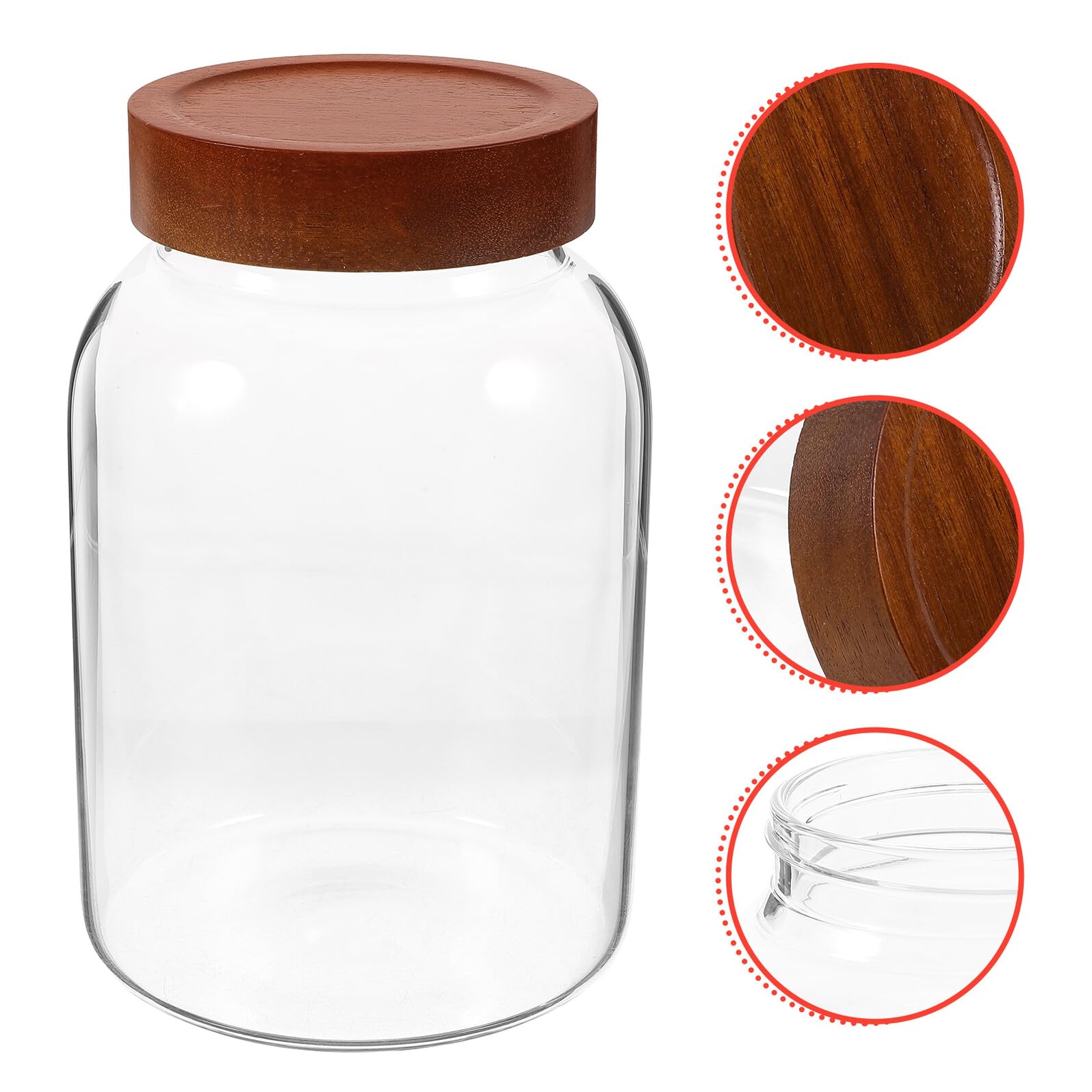 Gatuida Hochborosilikat Glas Vorratsglas mit Holzdeckel 2800ml | Luftdicht, Transparentes Design, Leicht zu Befüllen und Reinigen, Platzsparend für Küche und Vorrat