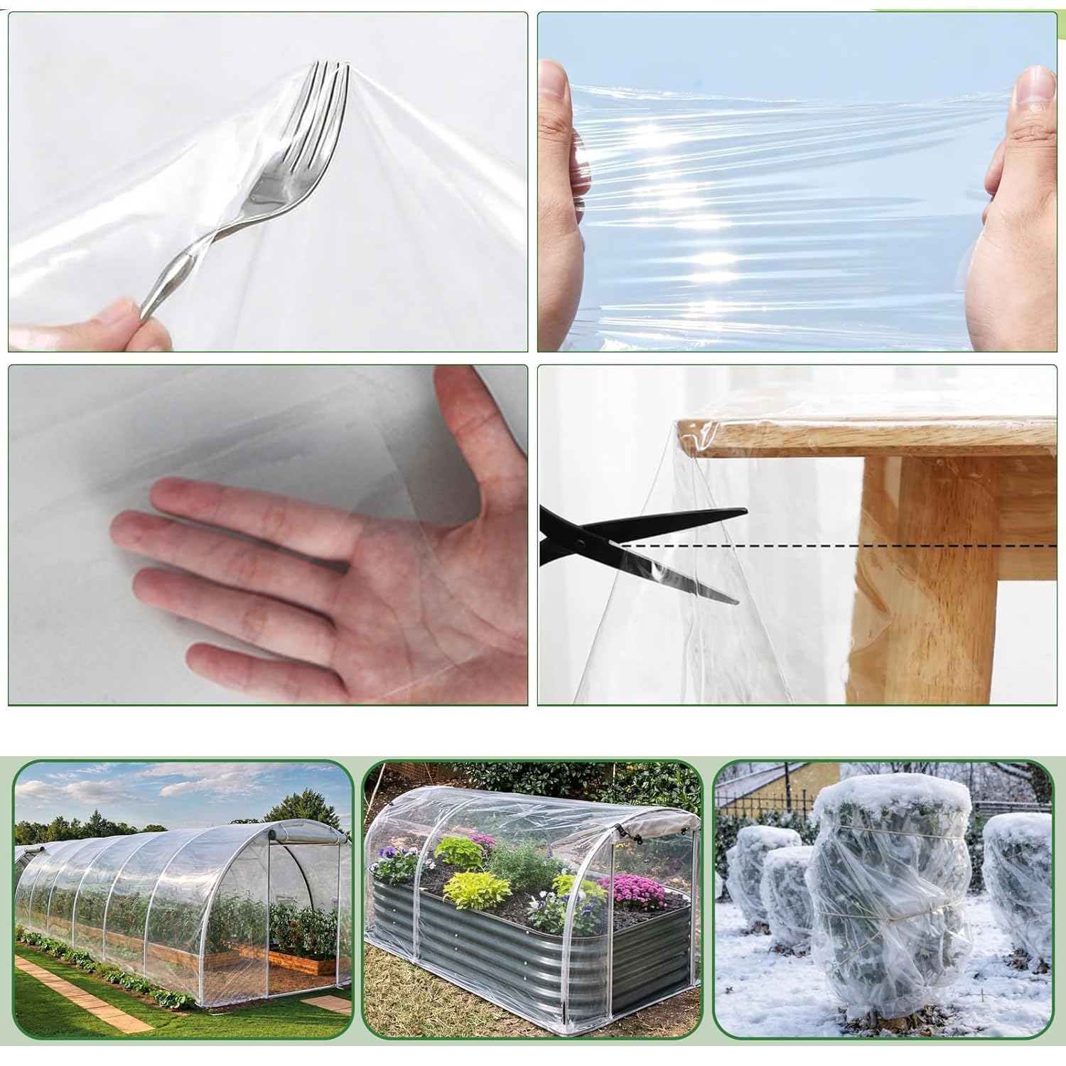 Transparente Cubierta de Película Invernadero | Resistente al Desgarro, Transparente de Protección Las Plantas Láminas Jardín(16 x 26 FT)