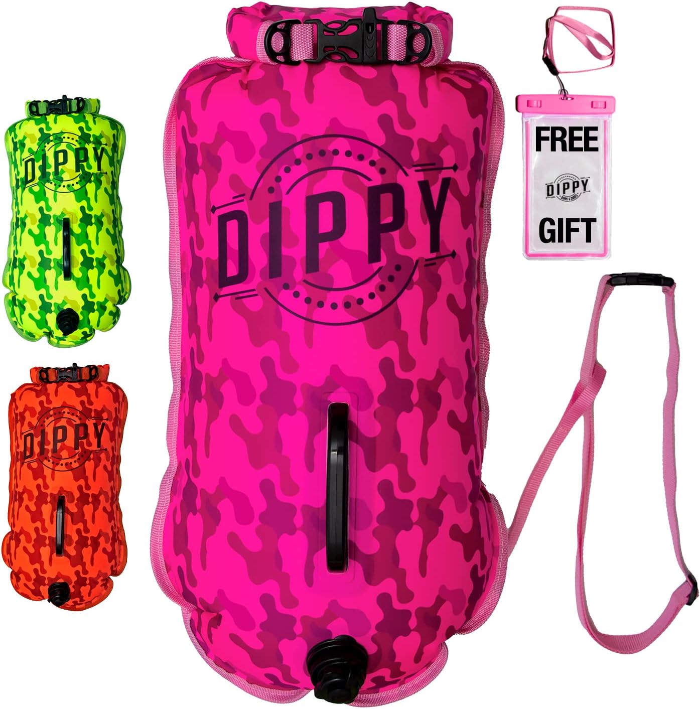 DIPPY Swim Buoy for Open Water Swimmers | 28L Waterproof Bag | Tow Float Swim Bubble for Adults | Triathlon Dry Bag | Wild Swimming Float | Swimmer Safety Gear | Drybag Swimming Accessories