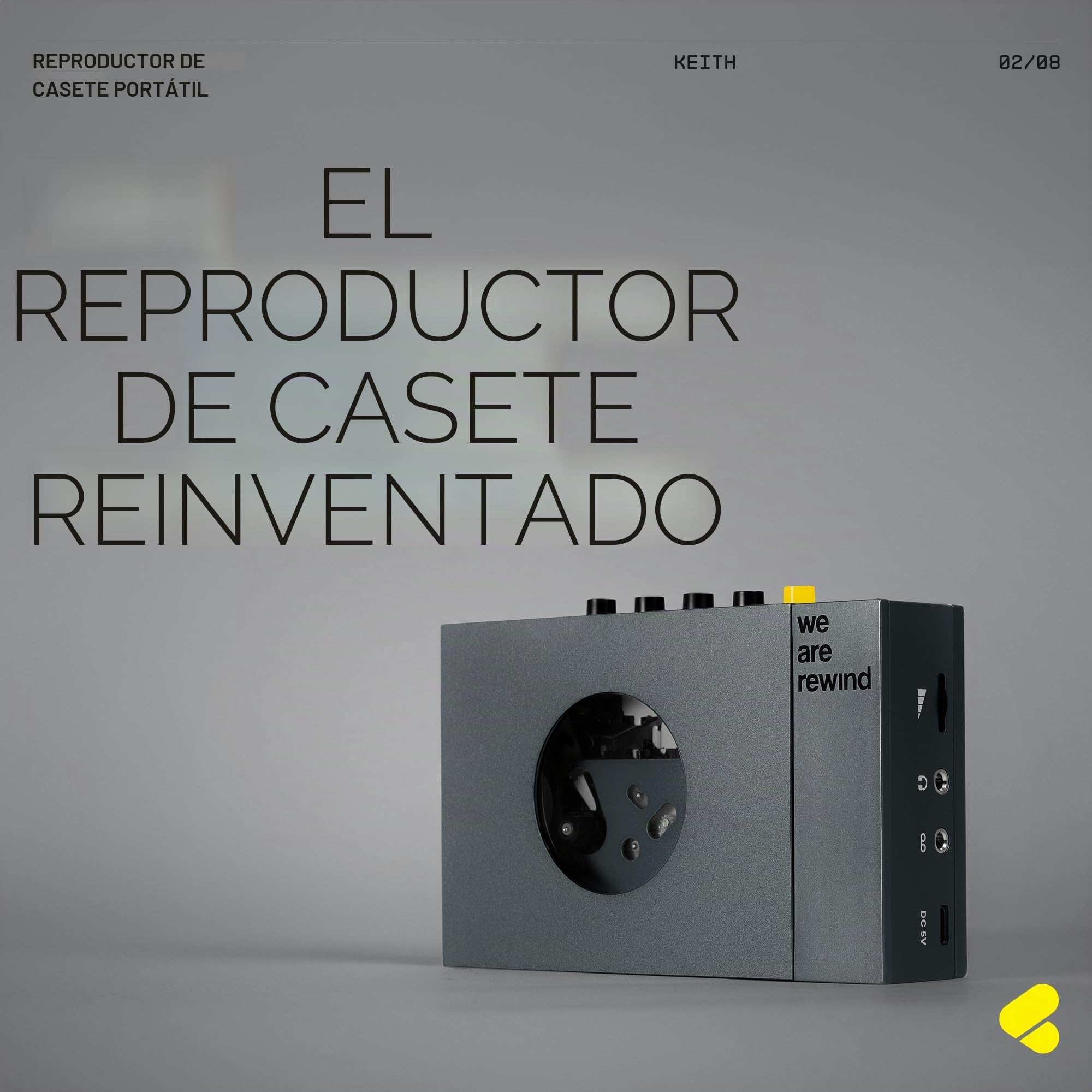 We are Rewind Reproductor de casetes portátil: grabadora de casetes con conexión Bluetooth, Altavoz o Auriculares, Cable de Audio de 3,5 mm (Keith - Gris)