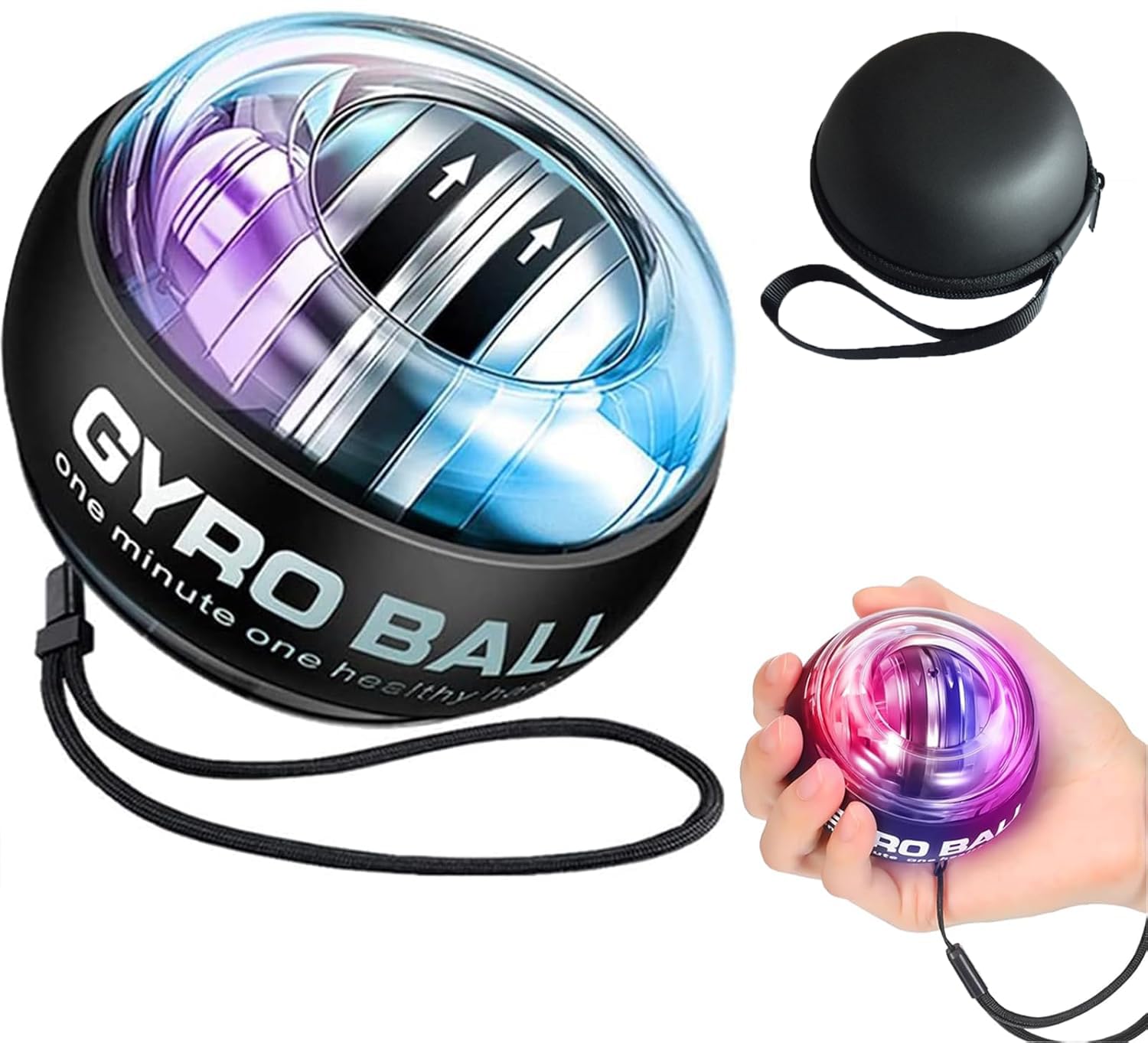Auto-Start Wrist Power Gyro Ball with LED Lights, Wrist Strengthener and Forearm Exerciser for Stronger Arm Fingers and Muscle