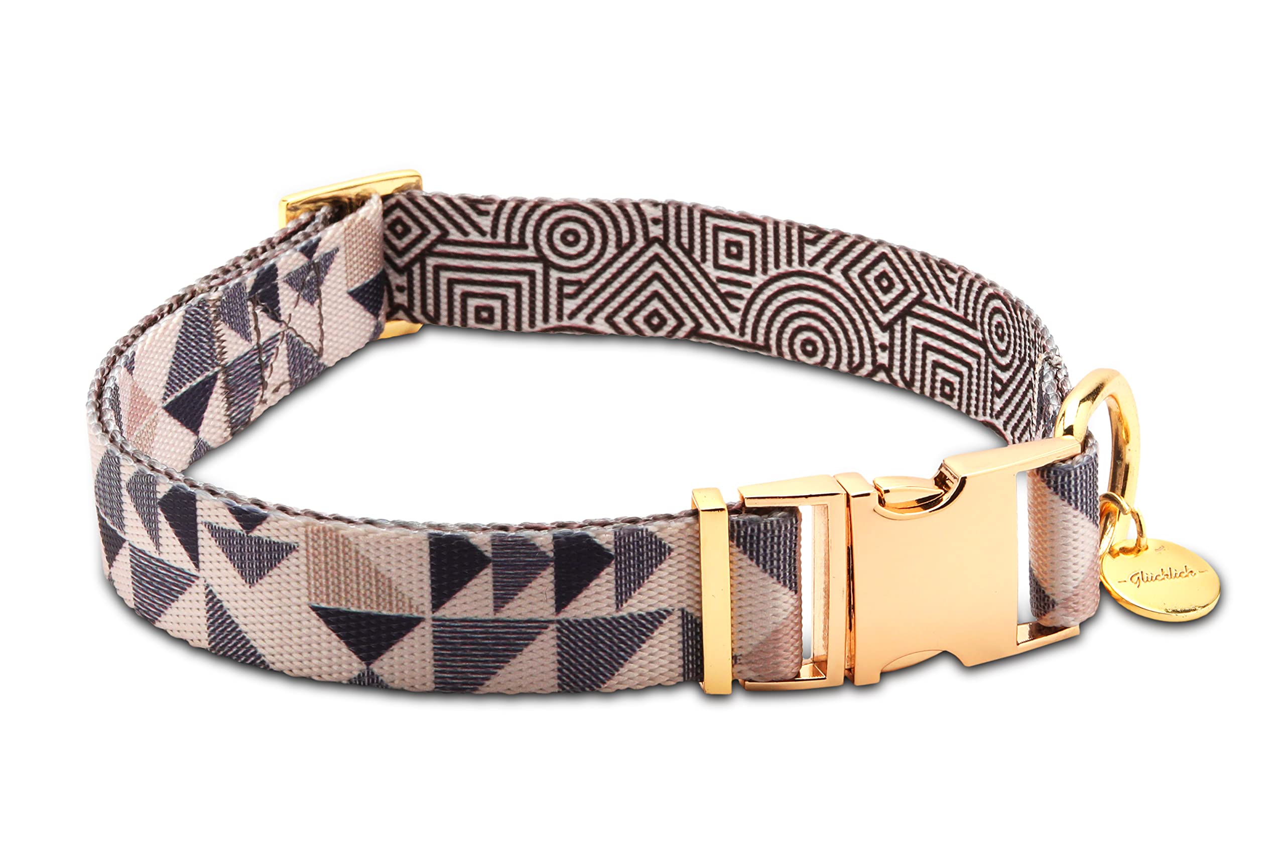 Glucklich Polyester Printed Adjustable Dog Collar with Gold Coated Quick Release Buckle & Gold Coated D-Ring Durable Pet Collar Dogs-Girl Boy Puppy Walking Running Training Collar Pack of 1 (M, Ohio) (B0BFB5J7X6) Amazon Price History, Amazon Price Tracker