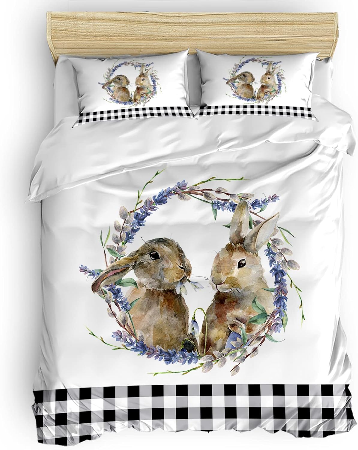 HERBED Comforter Cover Set 4 Pcs, Easter Rabbits Lavender