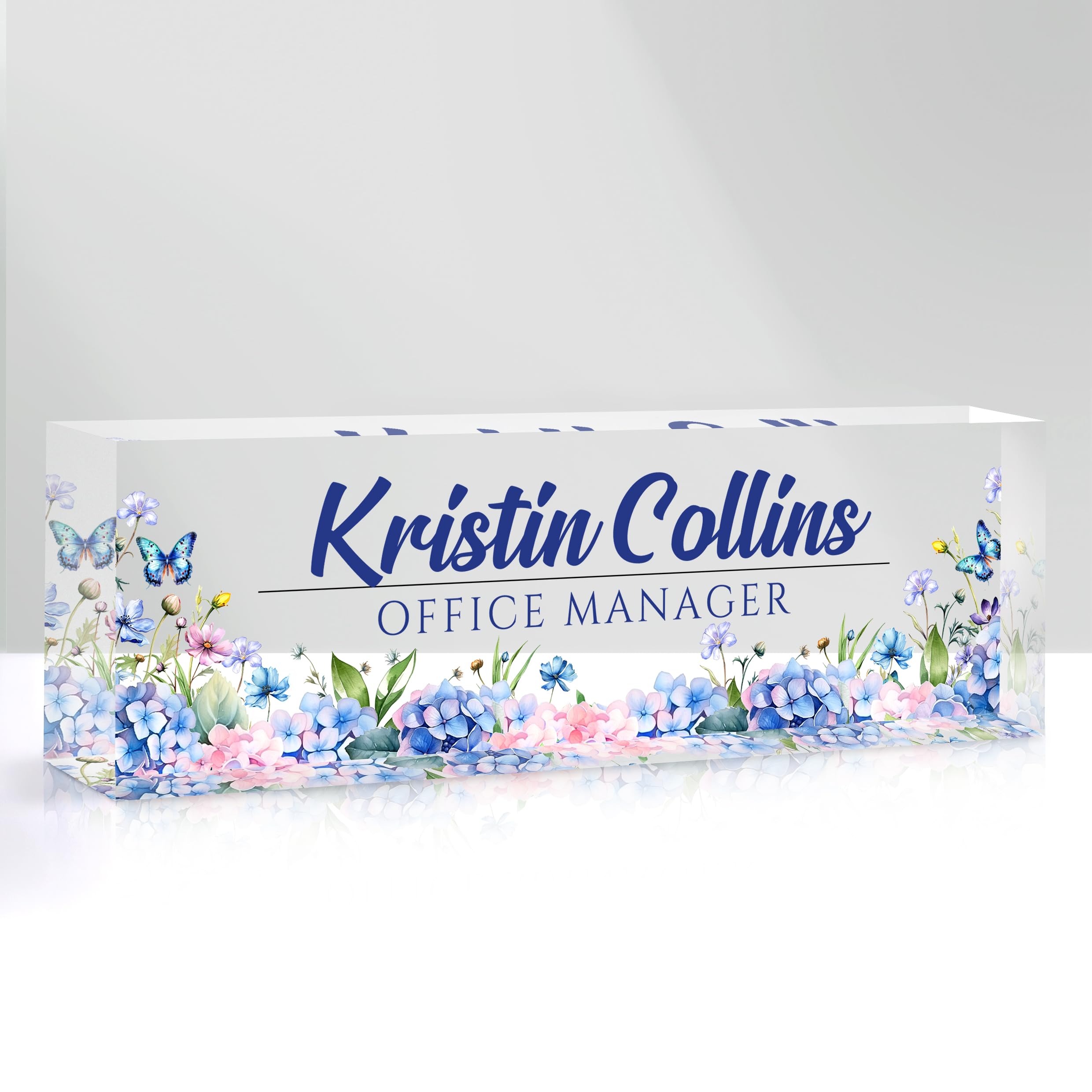 Custom Name Plate for Desk, Personalized Desk Name Plate on Clear Acrylic Glass, Appreciation Gifts for Teacher Employee Boss Coworkers Nurse, Office