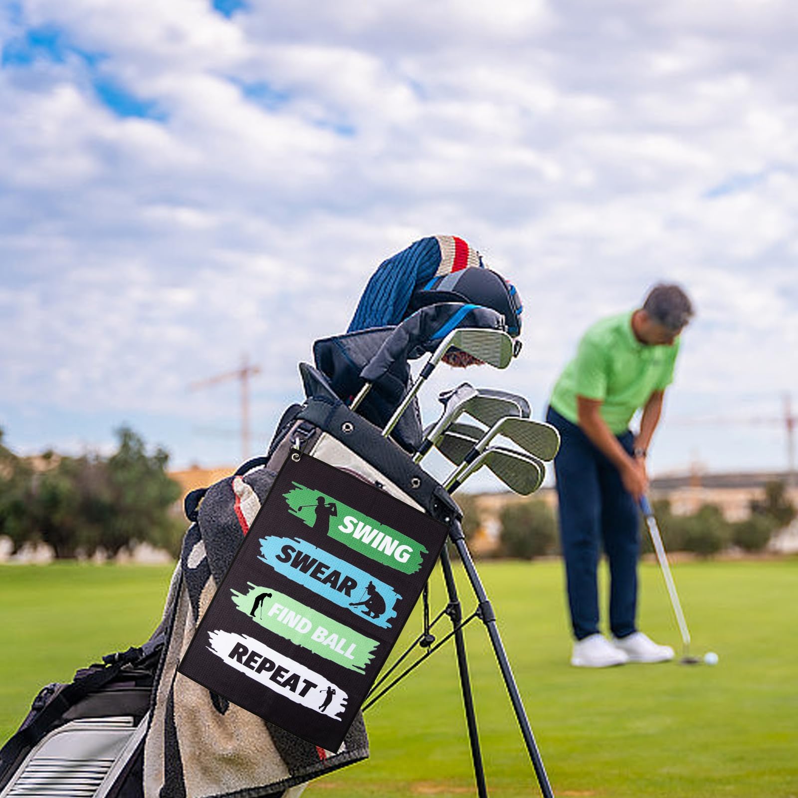 Asciugamano da golf regalo uomo marito papà accessori borsa moschettone