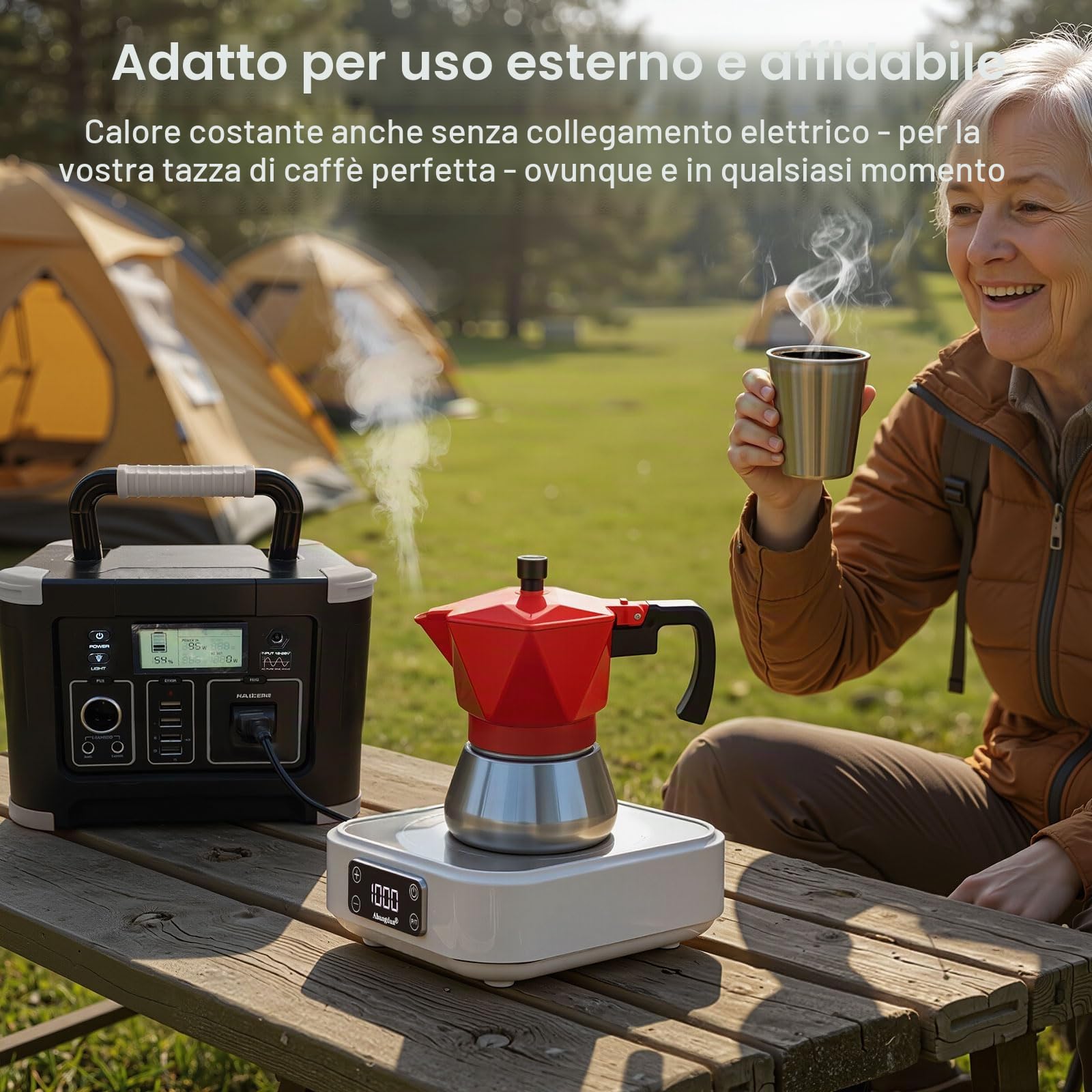 Mini piastra a induzione, 1000 W, mini piano cottura a induzione, 1 piastra, piastra a induzione con 7 livelli di potenza, 200 W-1000 Watt, piastra elettrica a induzione per rimorchi da campeggio