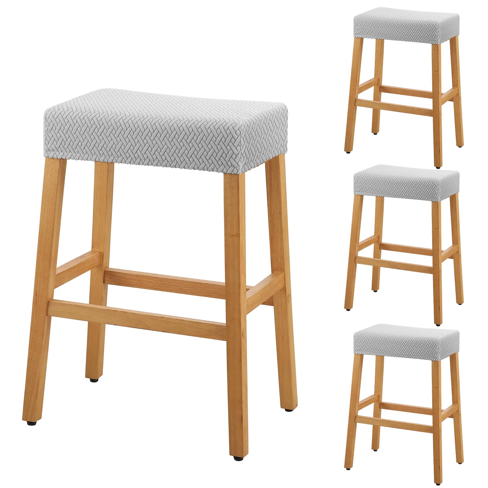 YISUN Stool Covers Rectangle - 4 Pack Stretch Waterproof Saddle Seat Cover Counter Bar Stools Bar Chairs Covers Kitchen Island Chairs Cushion Protector