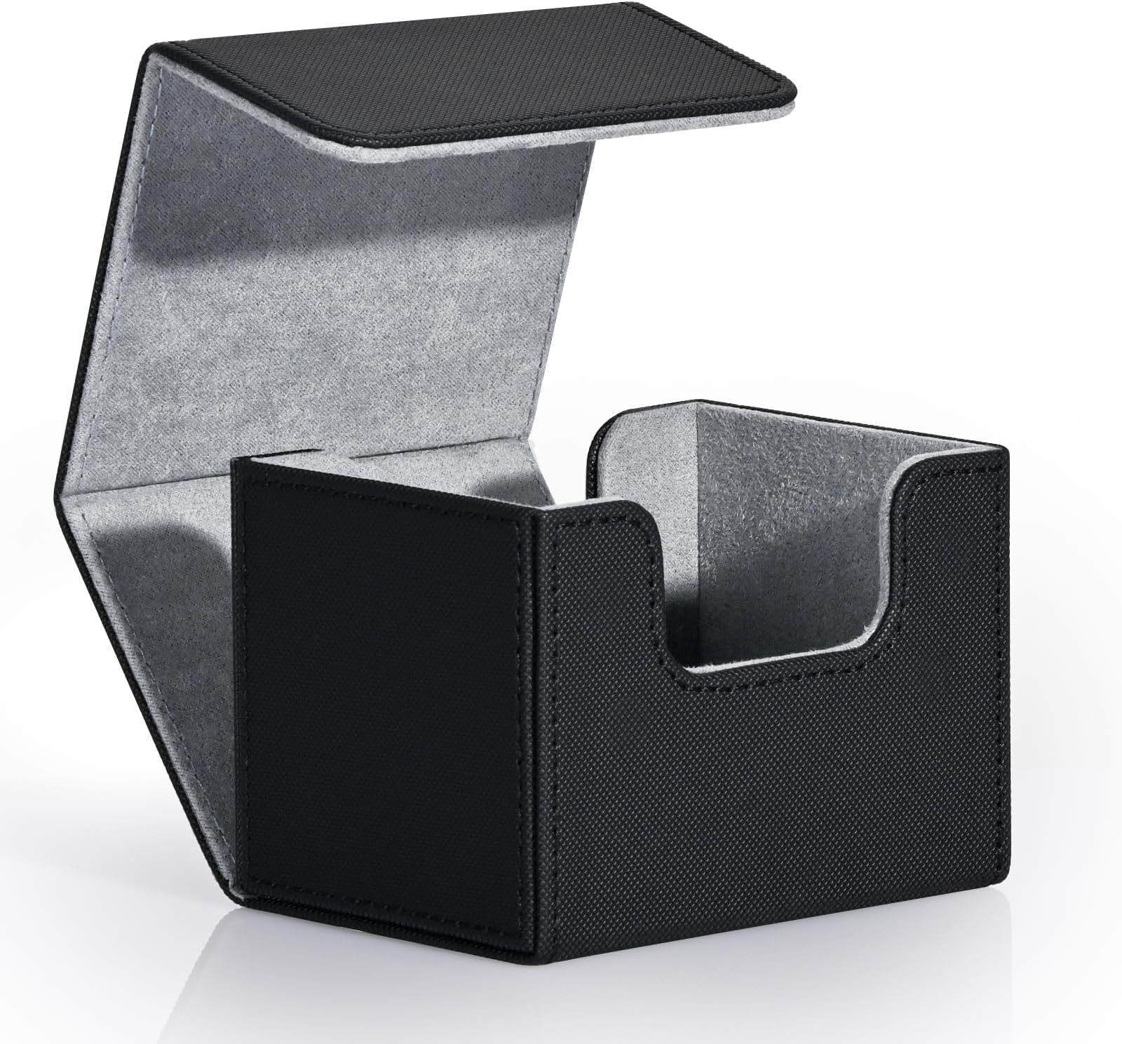 Card Deck Box for Trading Cards, MTG Commander Deck Box Holds 120+ Single Sleeved Cards, Leather Magnetic Card Storage Box Fits for TCG CCG Magic Cards (Black)