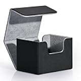 Card Deck Box for Trading Cards, MTG Commander Deck Box Holds 120+ Single Sleeved Cards, Leather Magnetic Card Storage Box Fits for TCG CCG Magic Cards (Black)