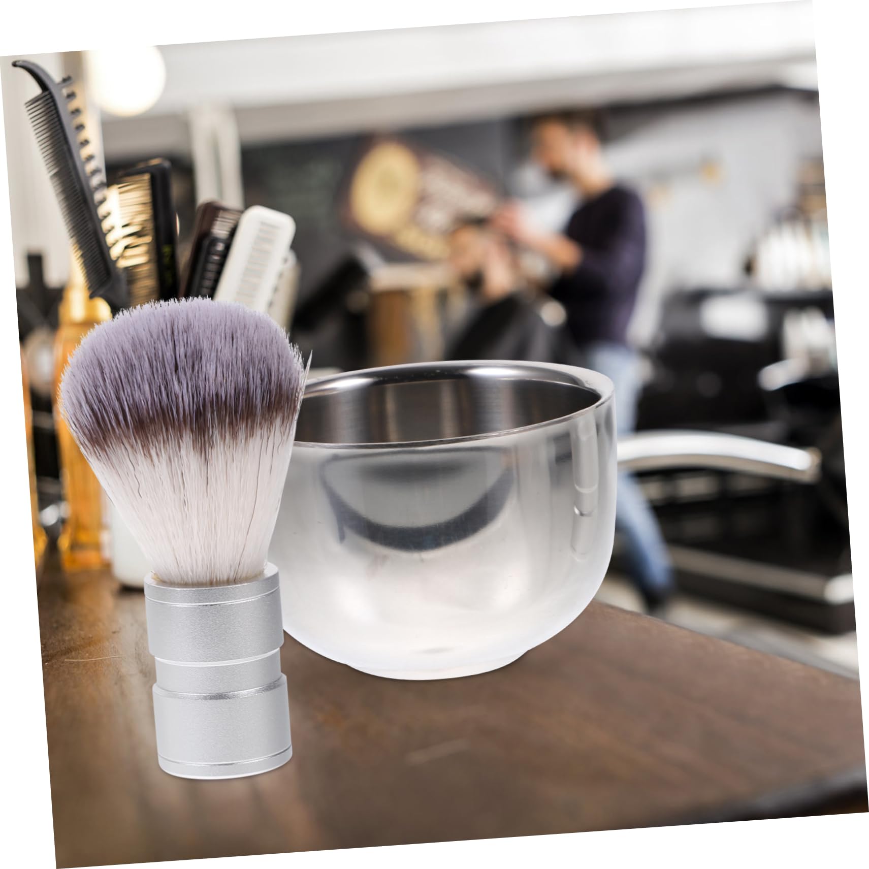 Alipis Spazzola Da Barba Nylon Con Ciotola Da Barba Acciaio Inossidabile Due Strati Colore Casuale Strumento Per Rasatura Confortevole e Tradizionale