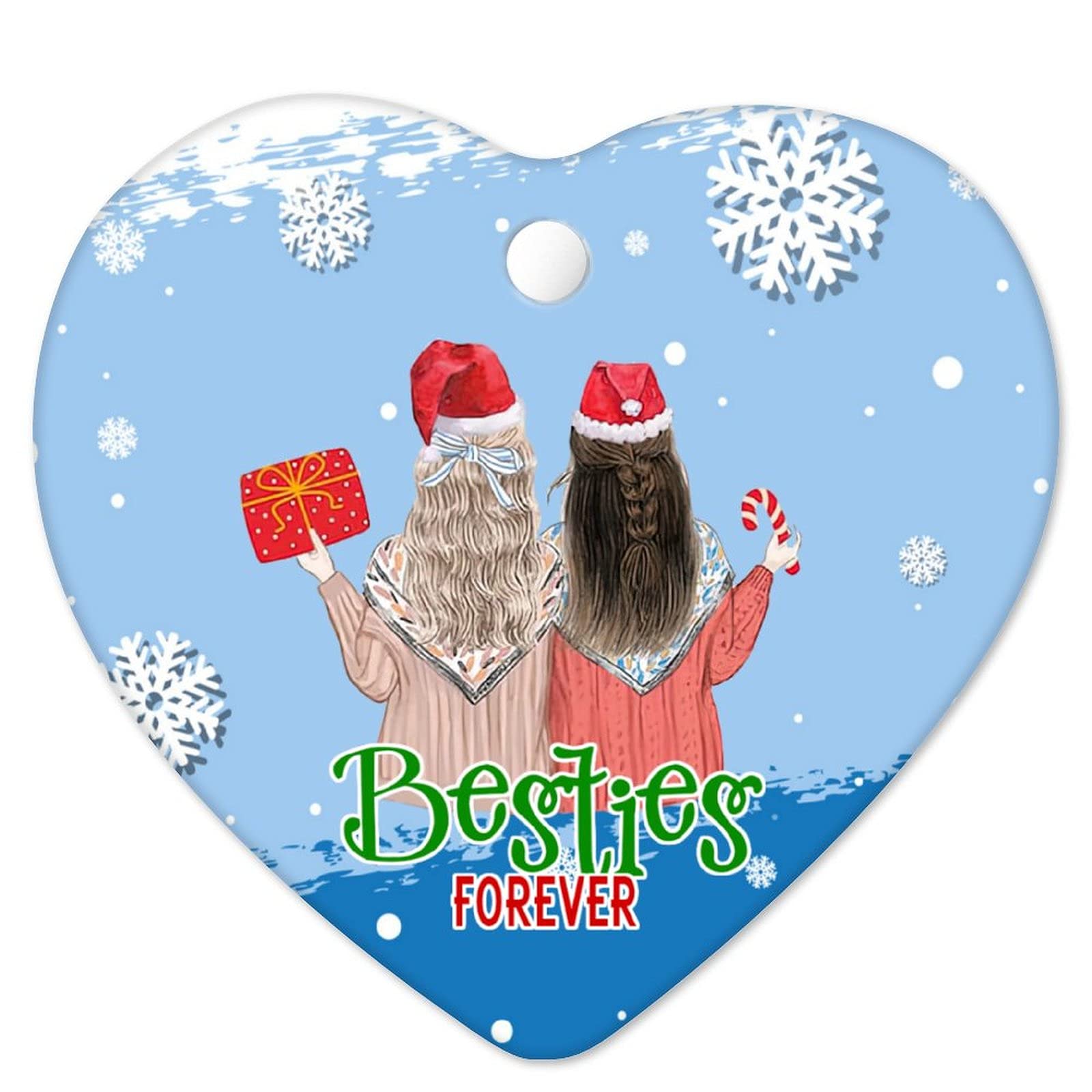First Christmas Family Ornament 2021 Bestie Forever Best FriendFriend Grandparent Xmas Tree Decorations Funny Keepsake Gift Round Ceramic Souvenir