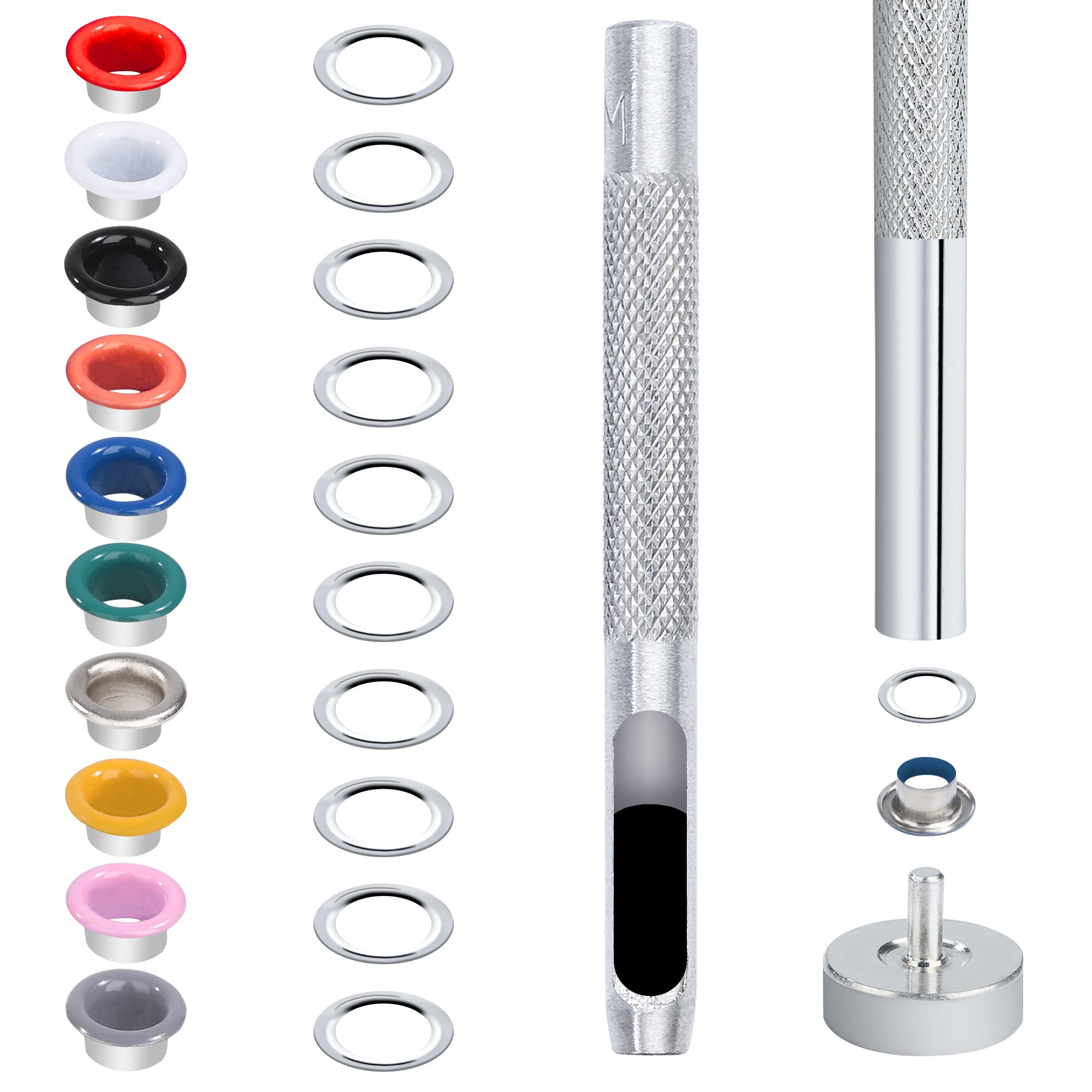 Honkoolly Set Di 420 Occhielli Metallici Per Fai Da Te - 3 Mm, 14 Colori Misti, Con Rondelle, Per Scrapbooking, Pelle, Vestiti E Carta - 5